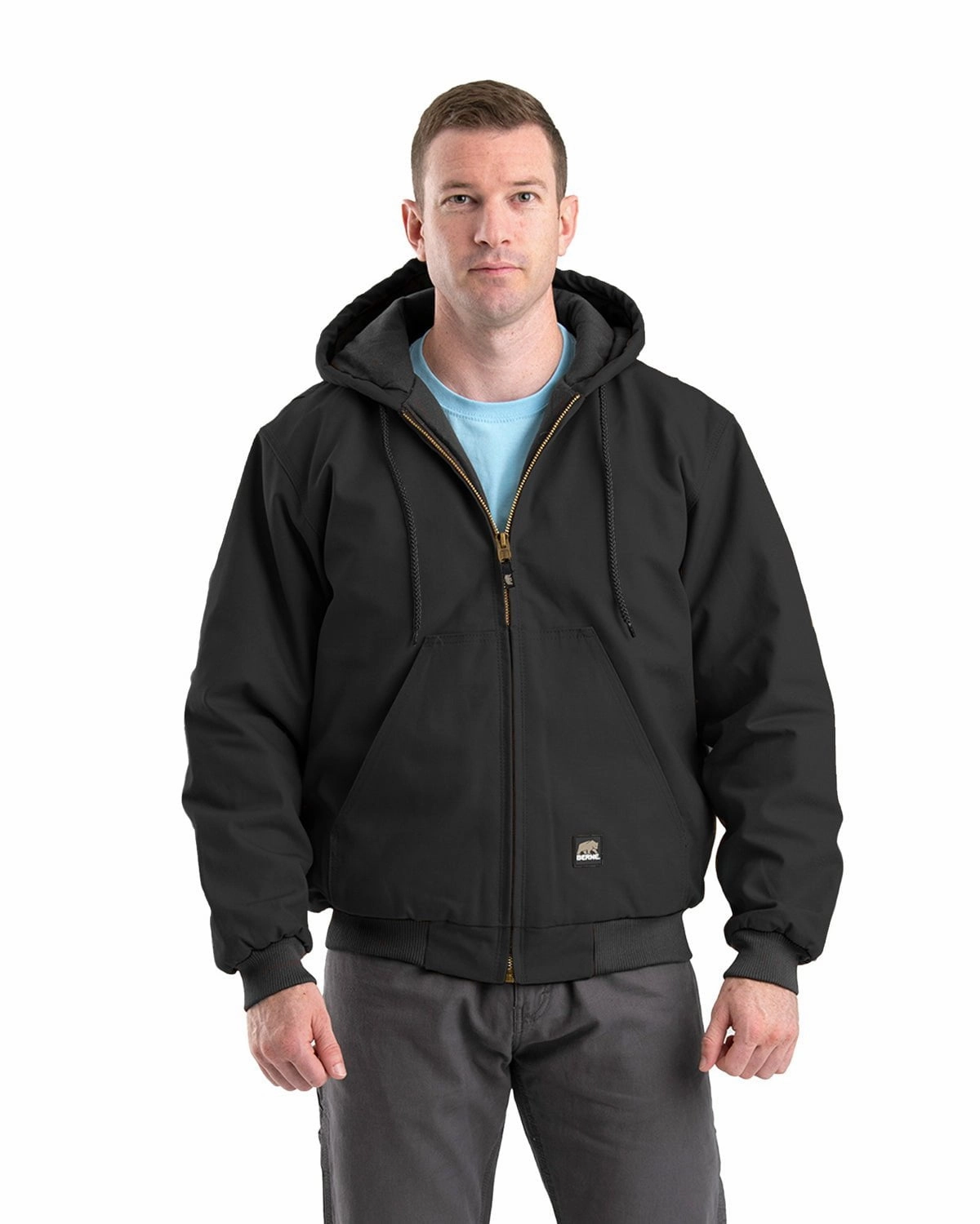 Autumn Ready Berne Apparel Mens Heritage Duck Hooded Active Black 100% Cotton Jacket