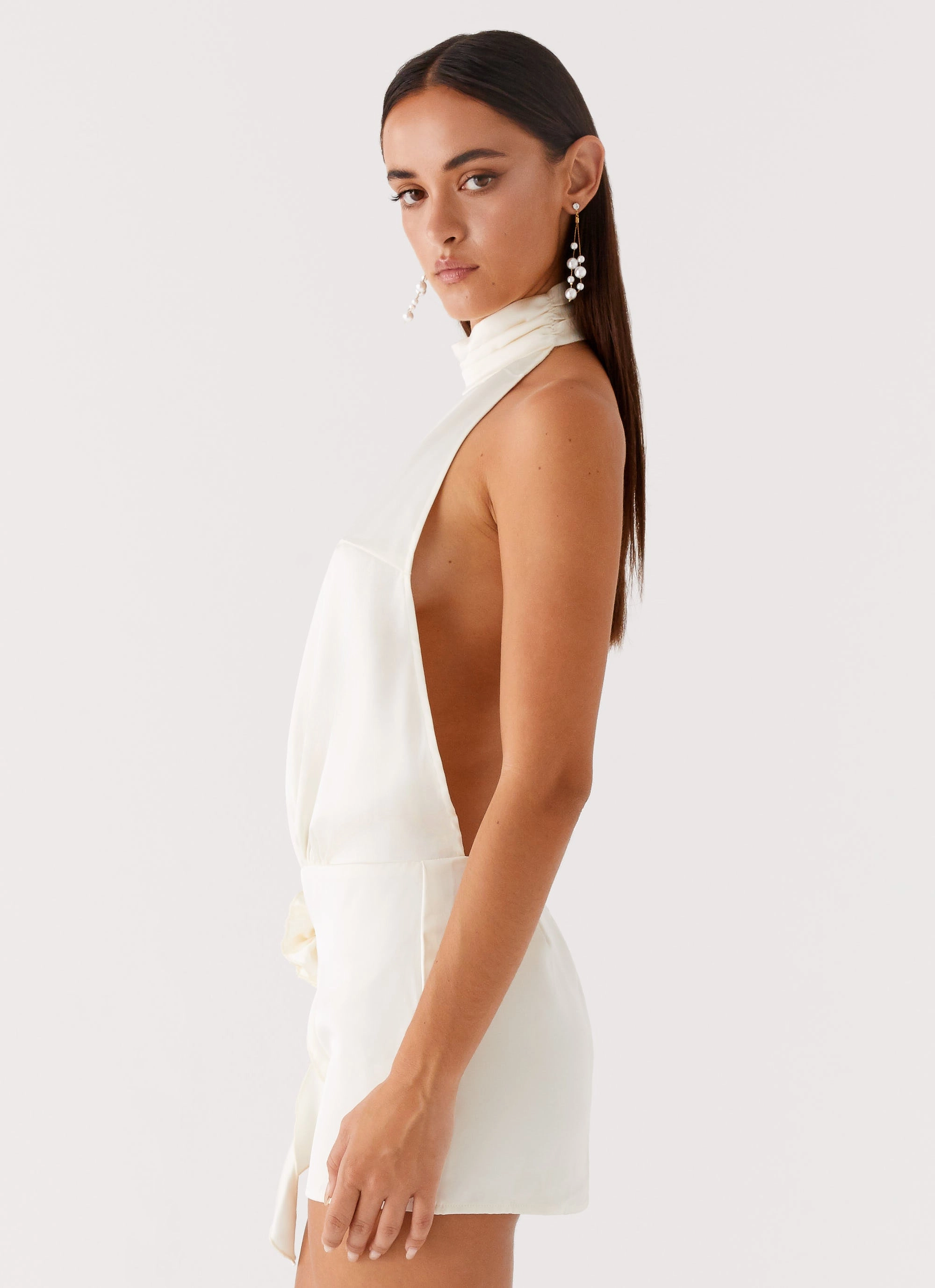 Birdie Halterneck Mini Dress - Ivory Contemporary Vibe