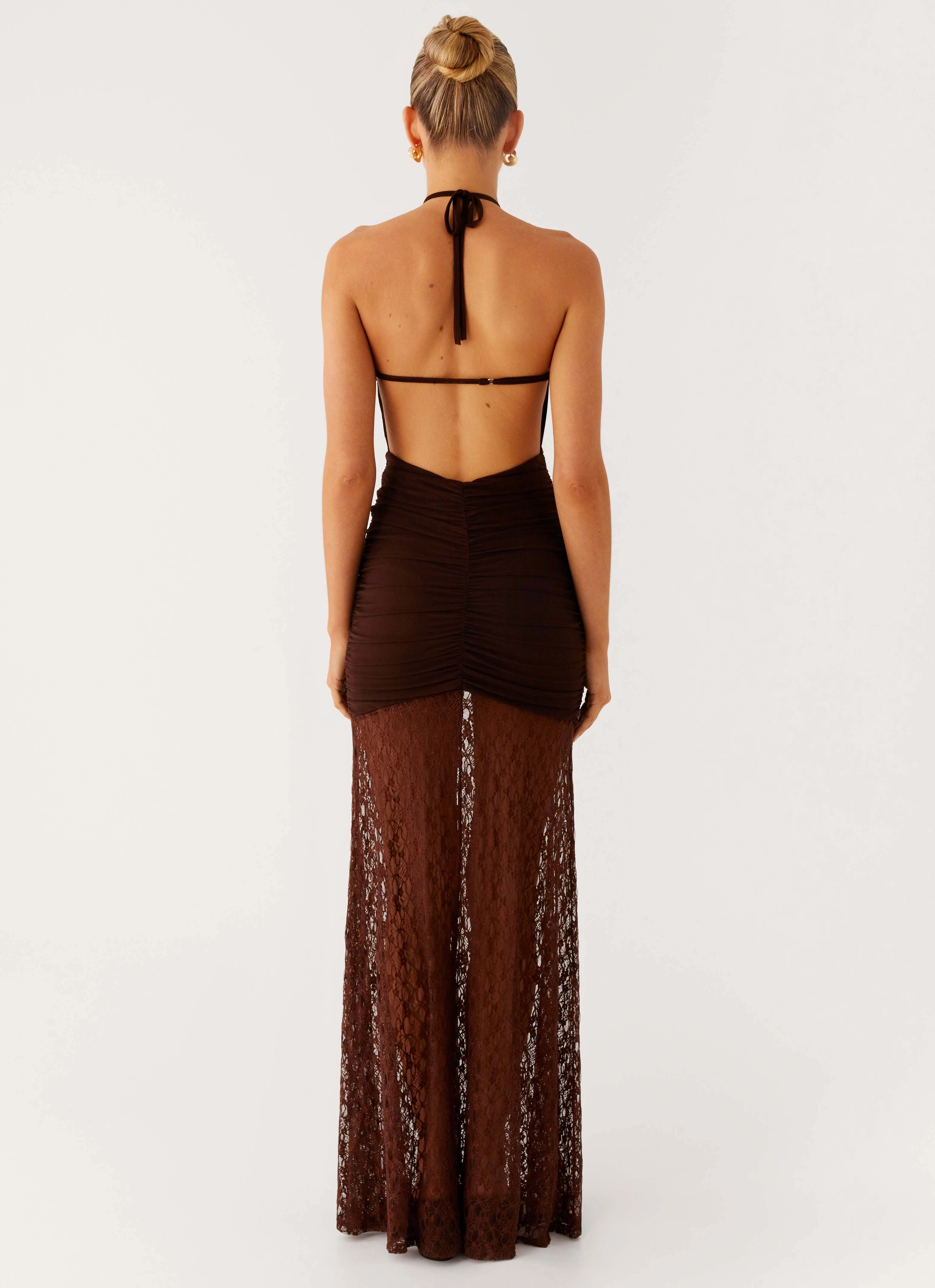 Low-Waist Timeless Look Wear Somber Maxi Dress - Chocolate