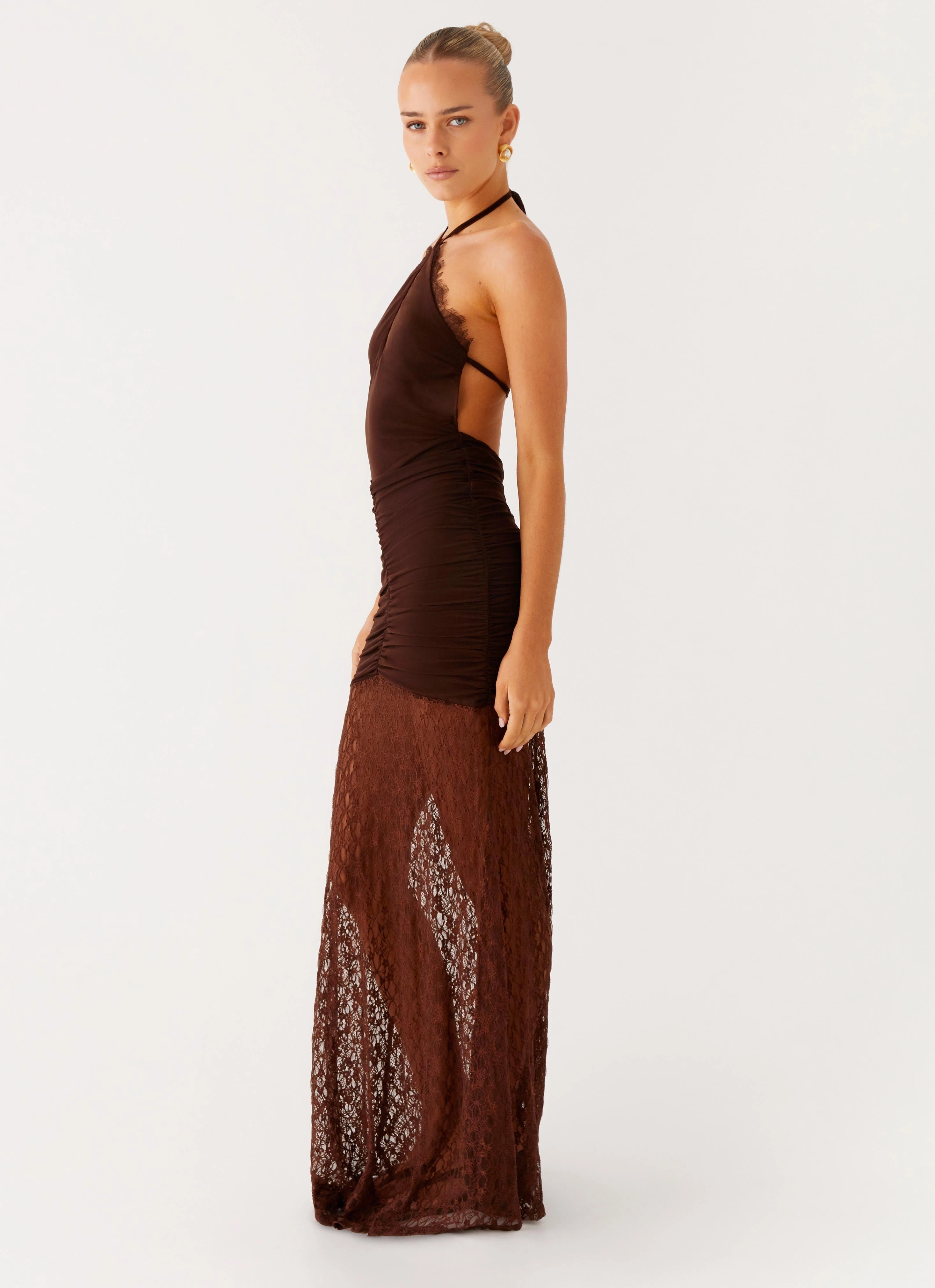 custom-fit Somber Maxi Dress - Chocolate