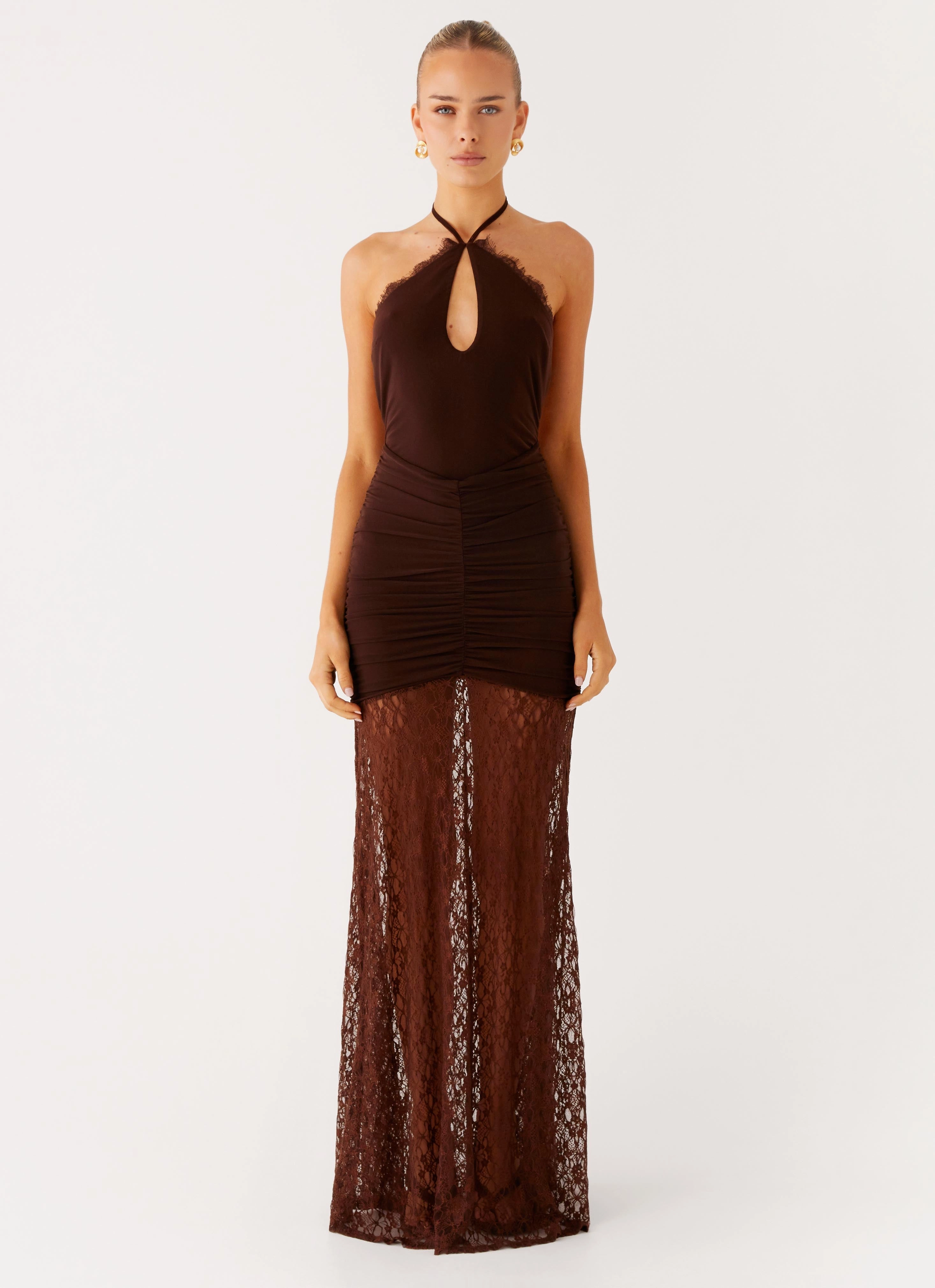 Soft Material Somber Maxi Dress - Chocolate
