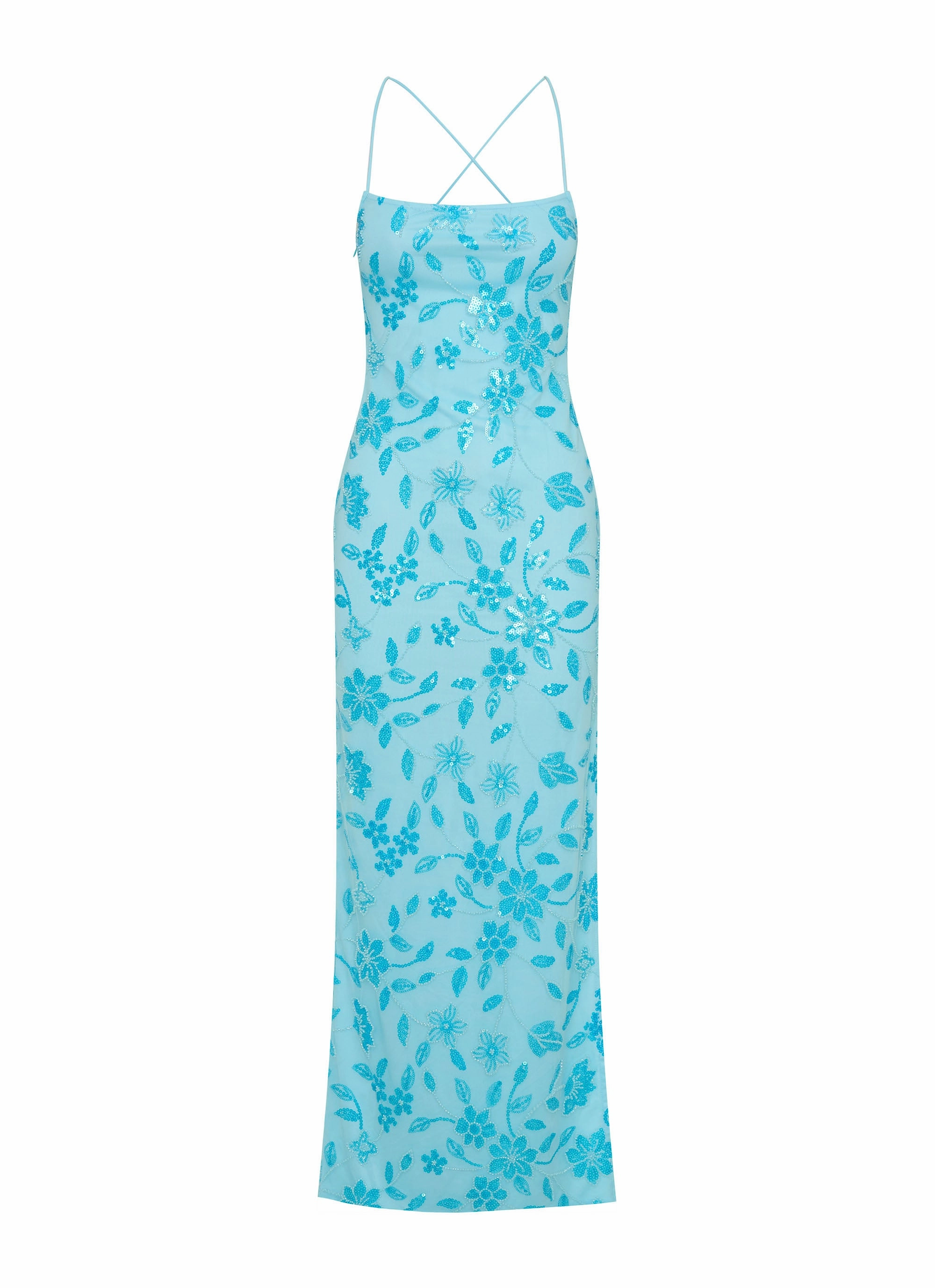Bright Lights Beaded Maxi Dress - Blue Fit for All Seasons