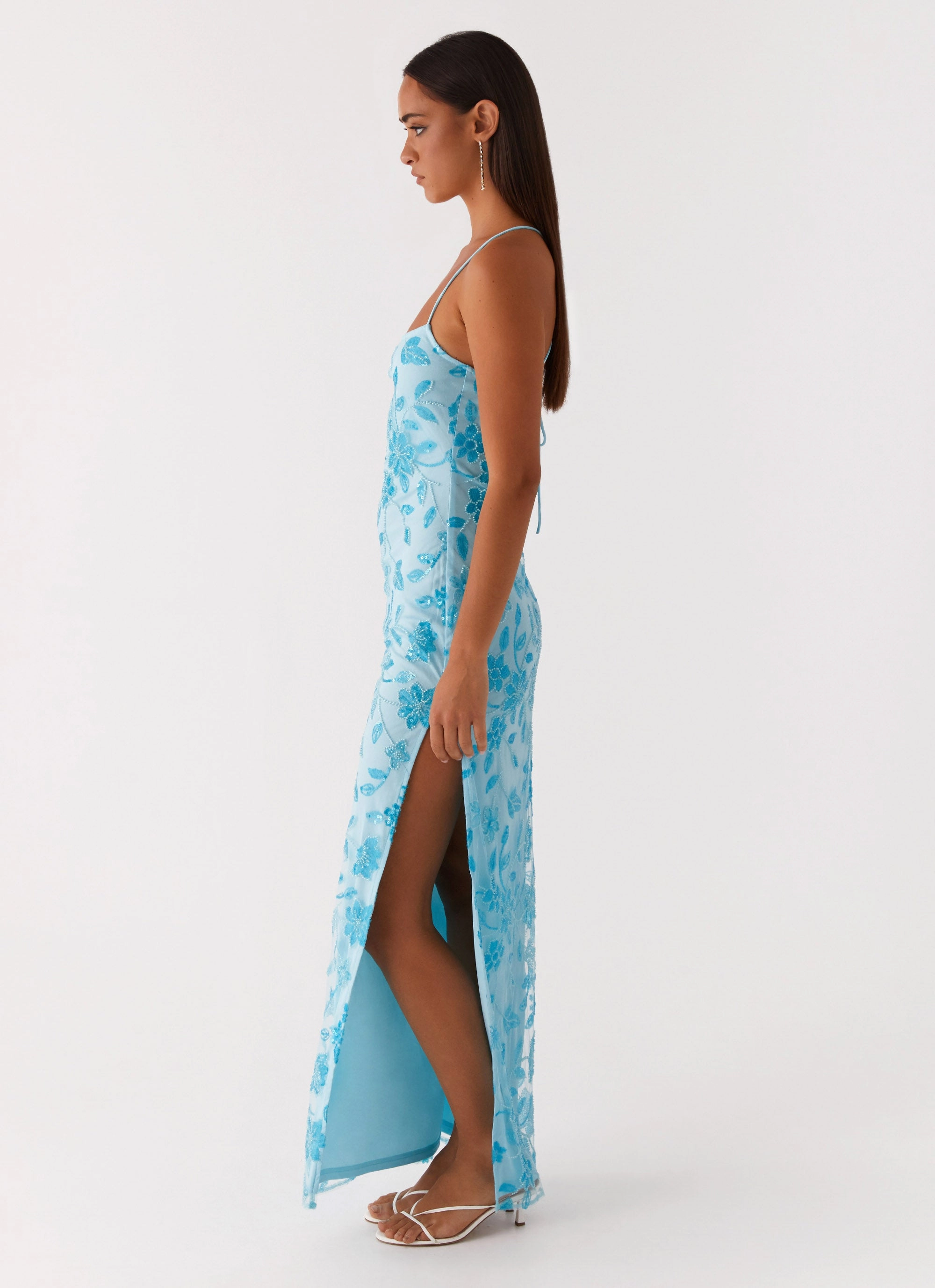 Bright Lights Beaded Maxi Dress - Blue Smart touch Luxe Touch