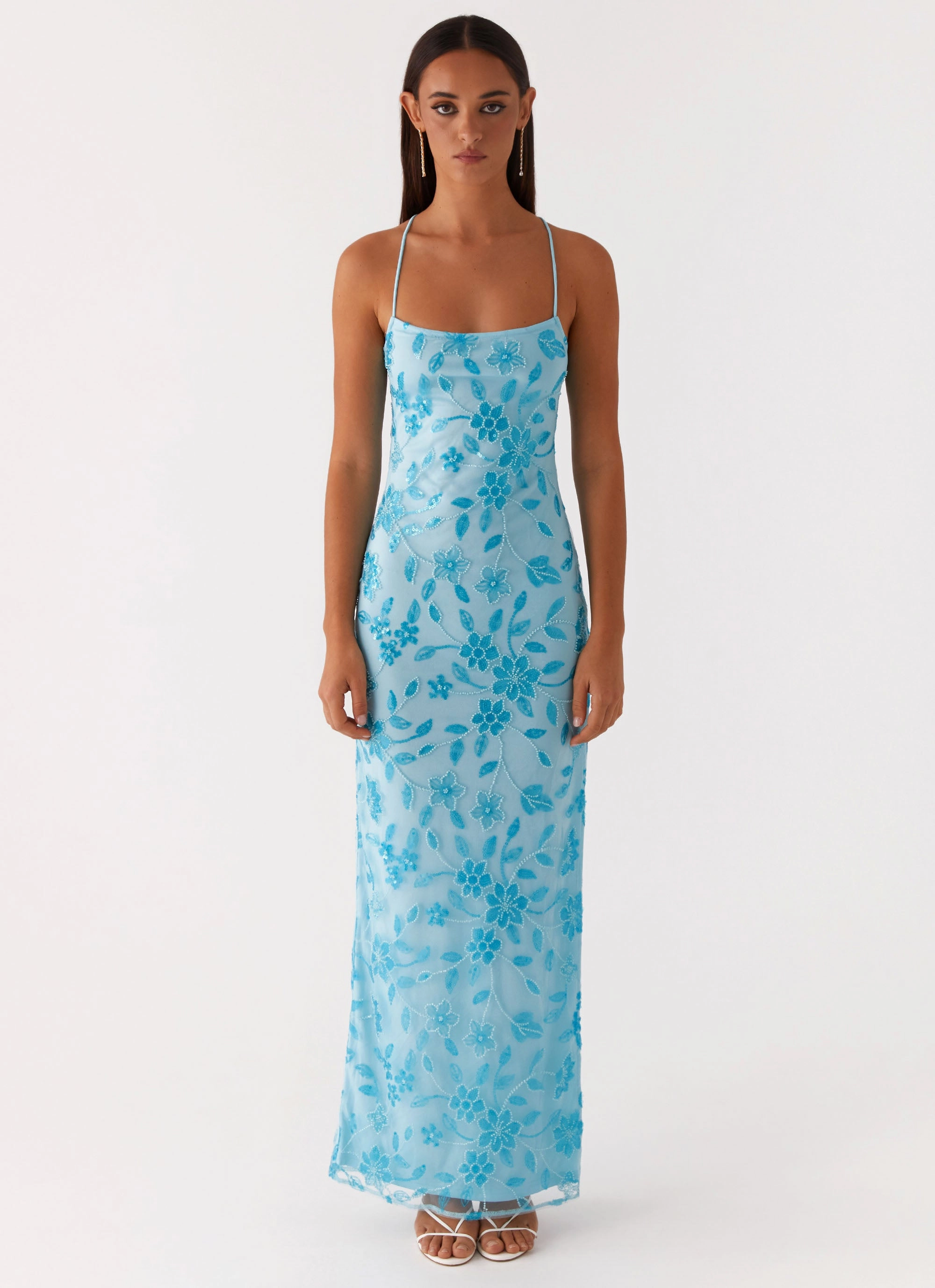 Bright Lights Beaded Maxi Dress - Blue Minimal Core