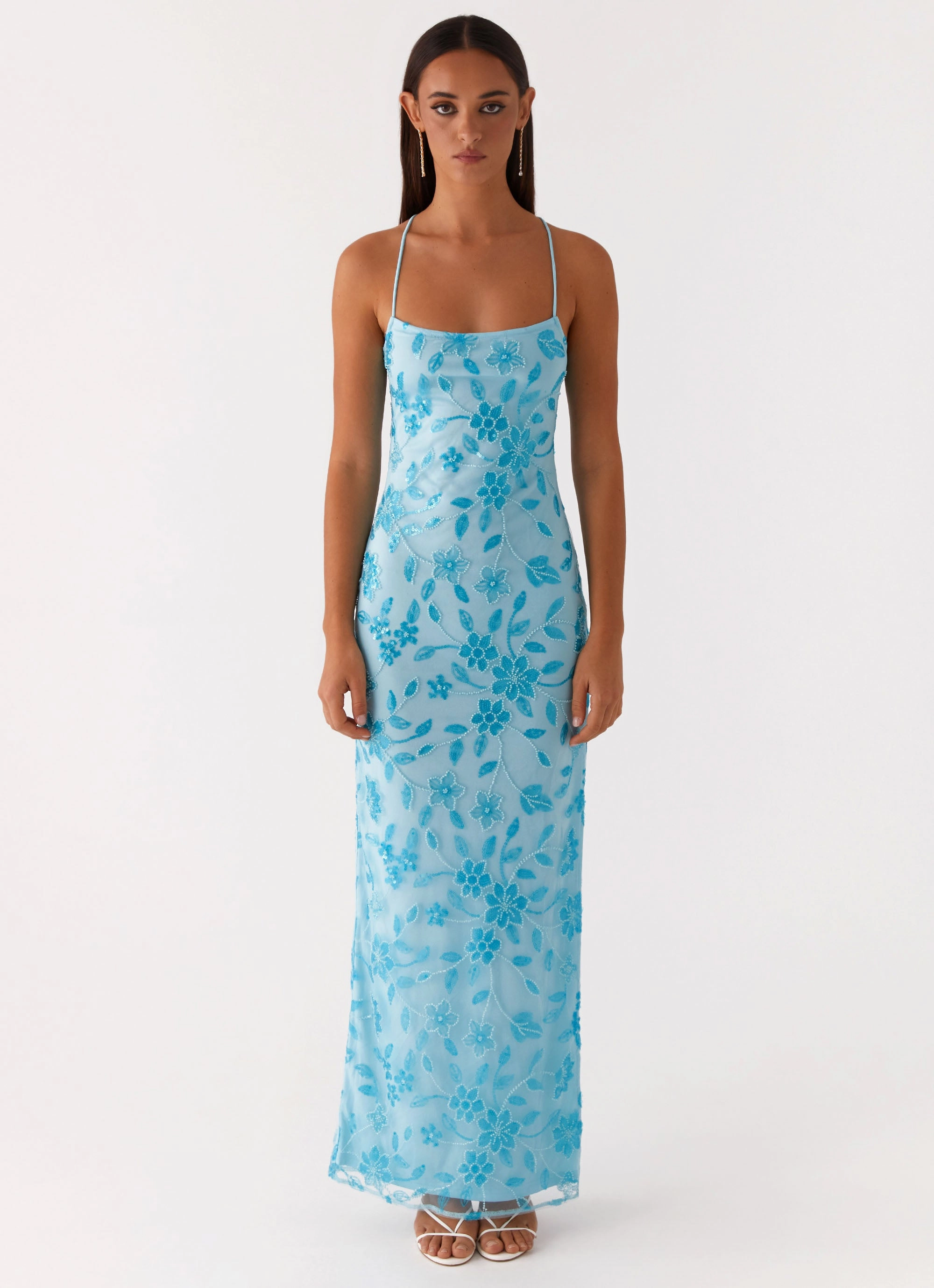 Bright Lights Beaded Maxi Dress - Blue Casual Motion