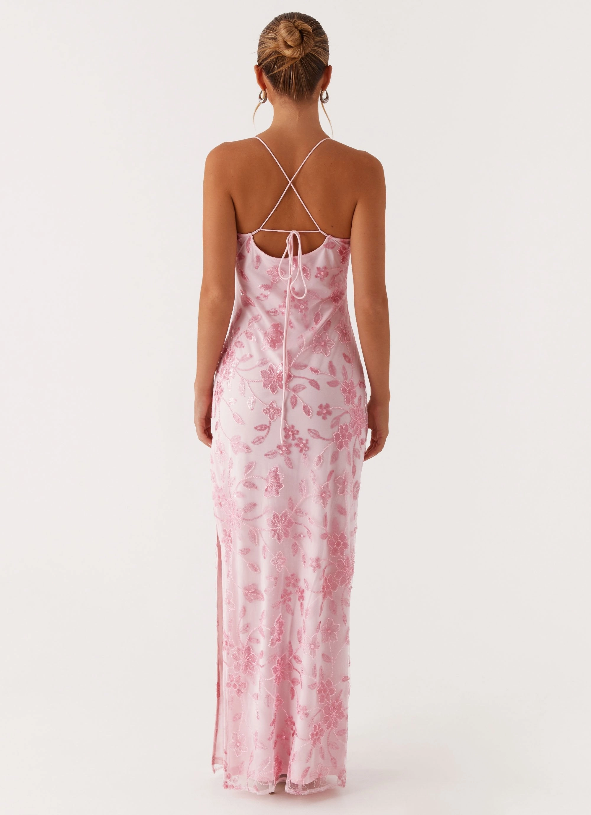 Bright Lights Beaded Maxi Dress - Pink Noble Glow