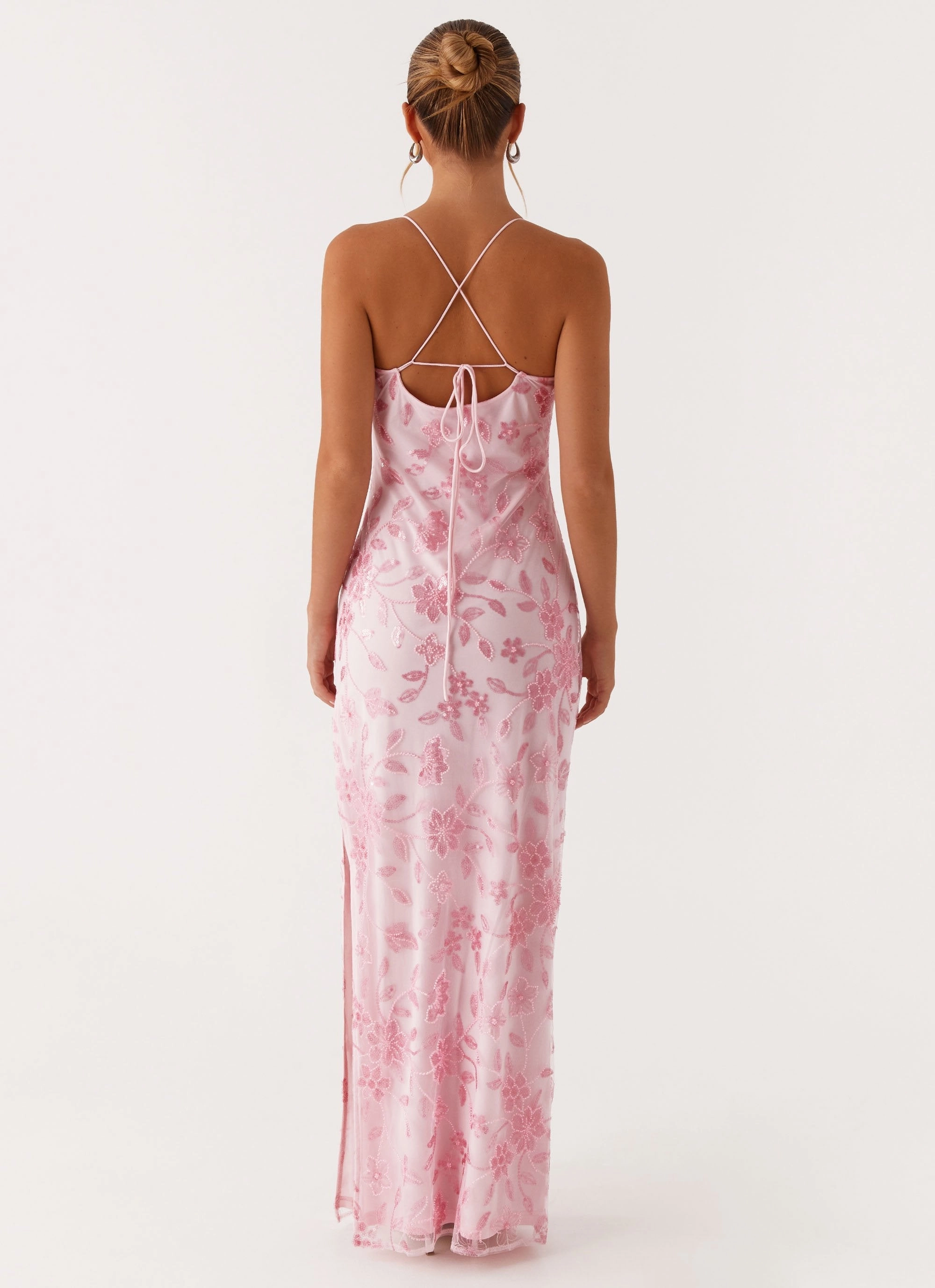 Bright Lights Beaded Maxi Dress - Pink Tulle-Overlay