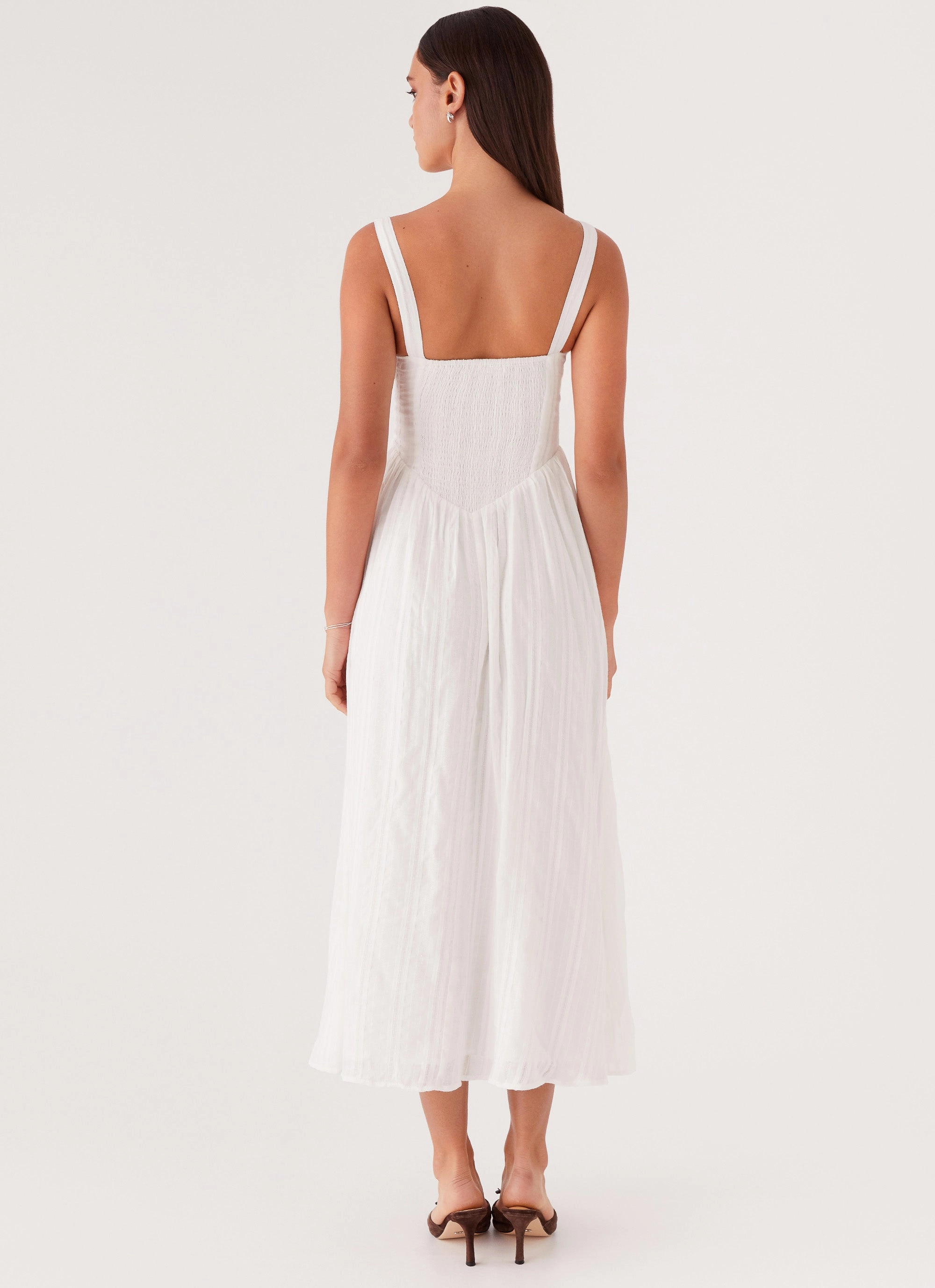 Pascuelle Midi Dress - White Flattering Silhouette Wear Relax Fit