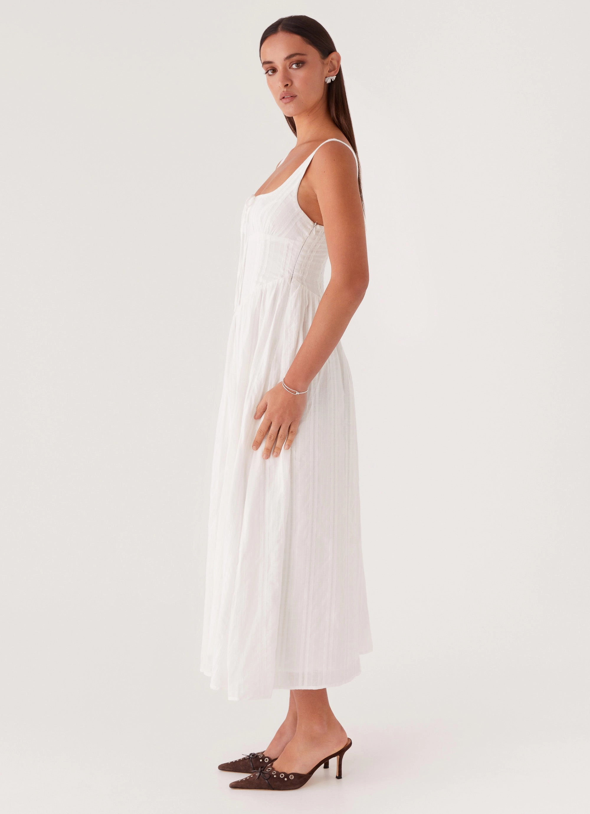 Nature Bloom Cool Movement Pascuelle Midi Dress - White