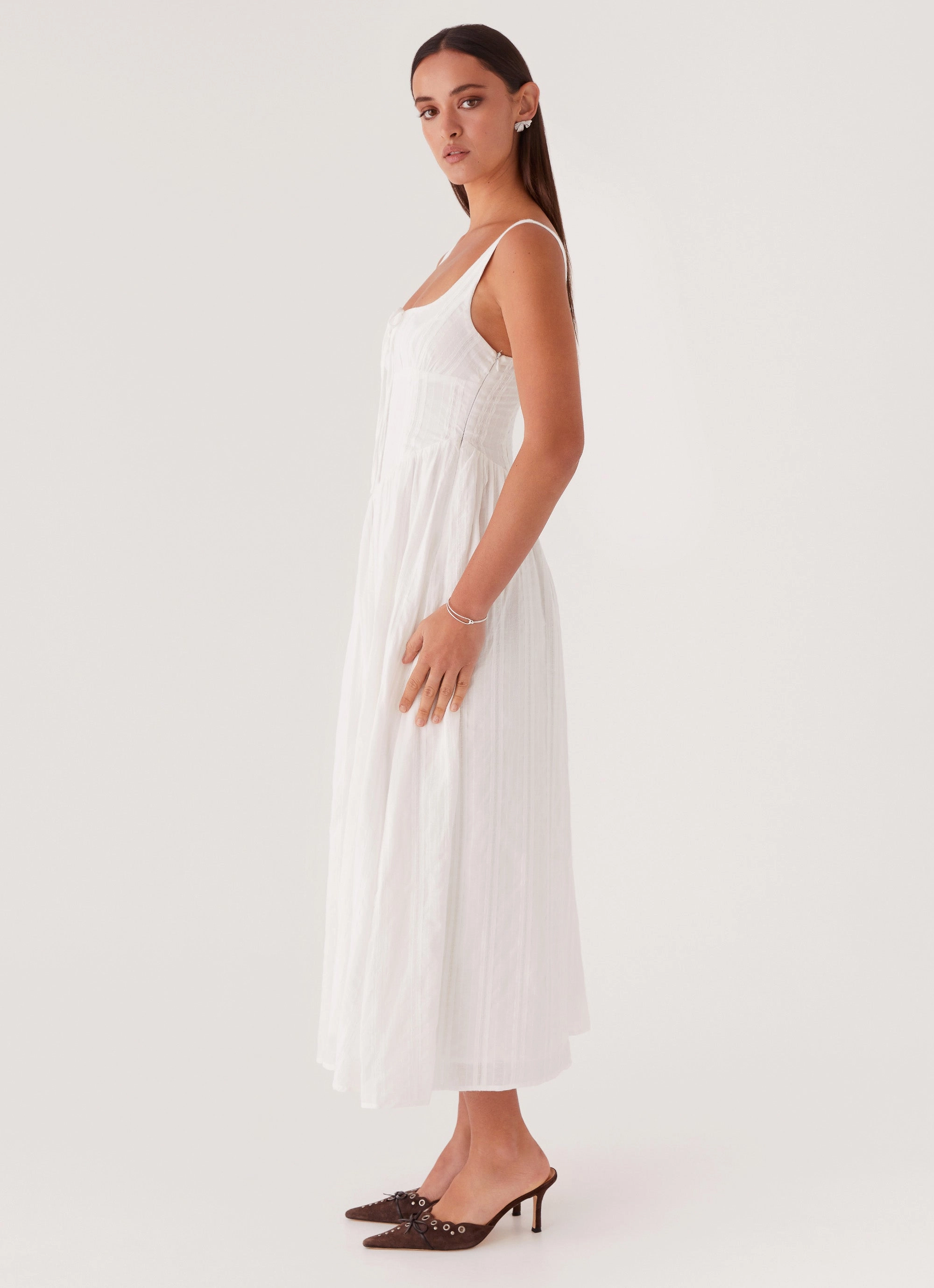 Pascuelle Midi Dress - White Day Magic Spring Garden