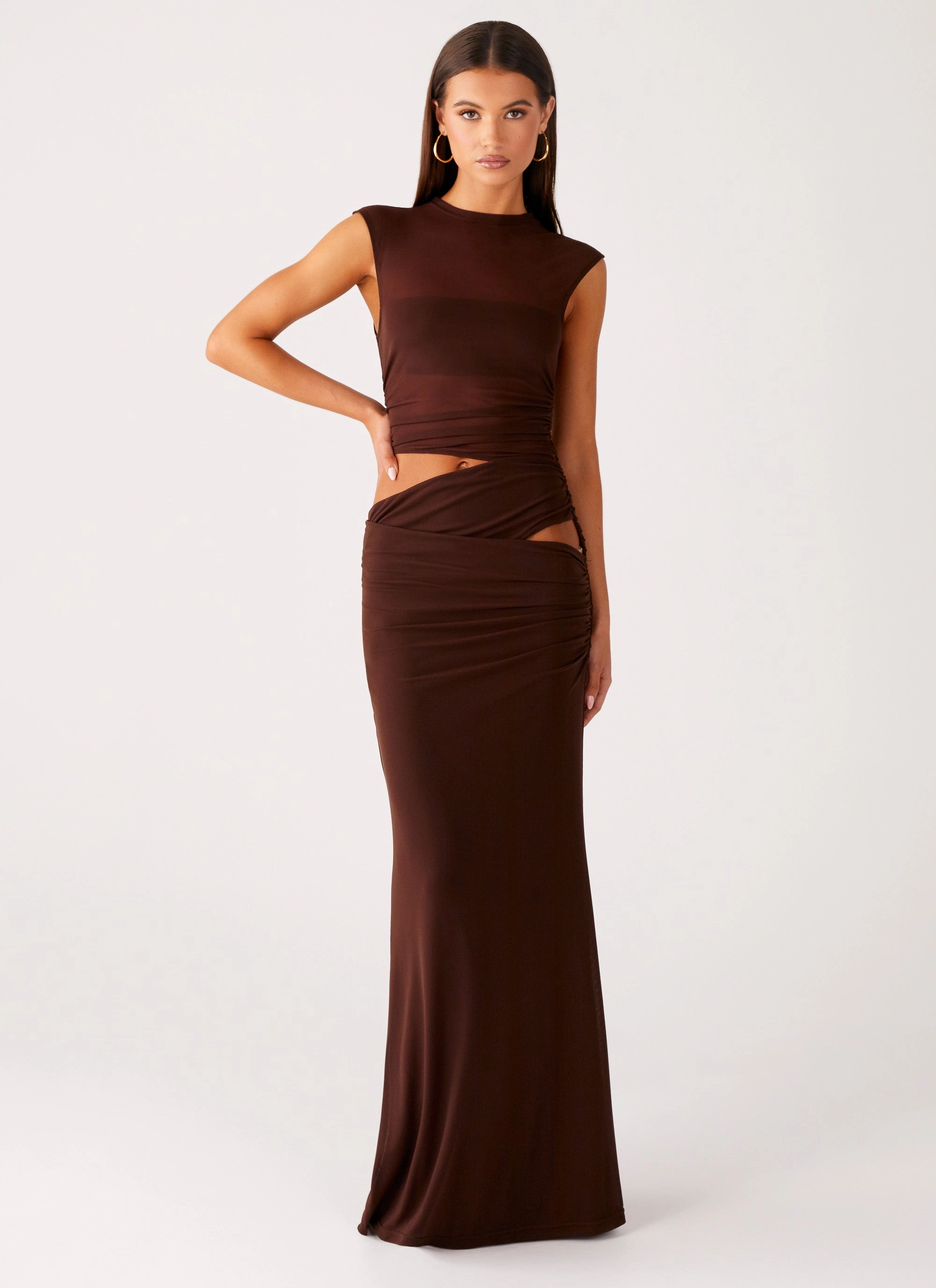 Light Coral Briony Maxi Dress - Cool Chocolate