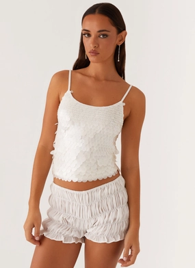 Formal Tank MidweightJersey Britta Sequin Cami Top - White