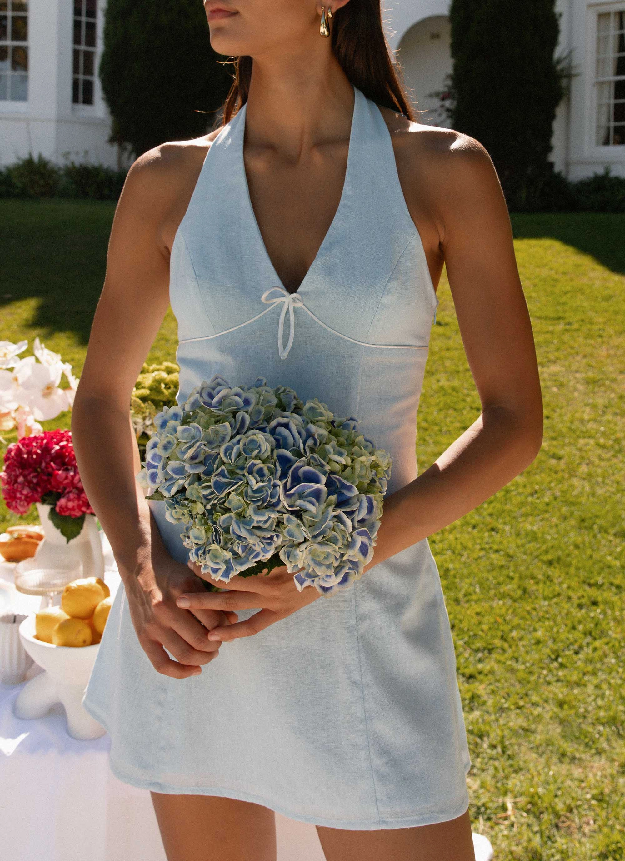 Bronte Mini Dress - Blue Soft Weave