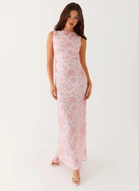 Moorey High Neck Maxi Dress - Pink Chilly Comfort Wear Bold Design
