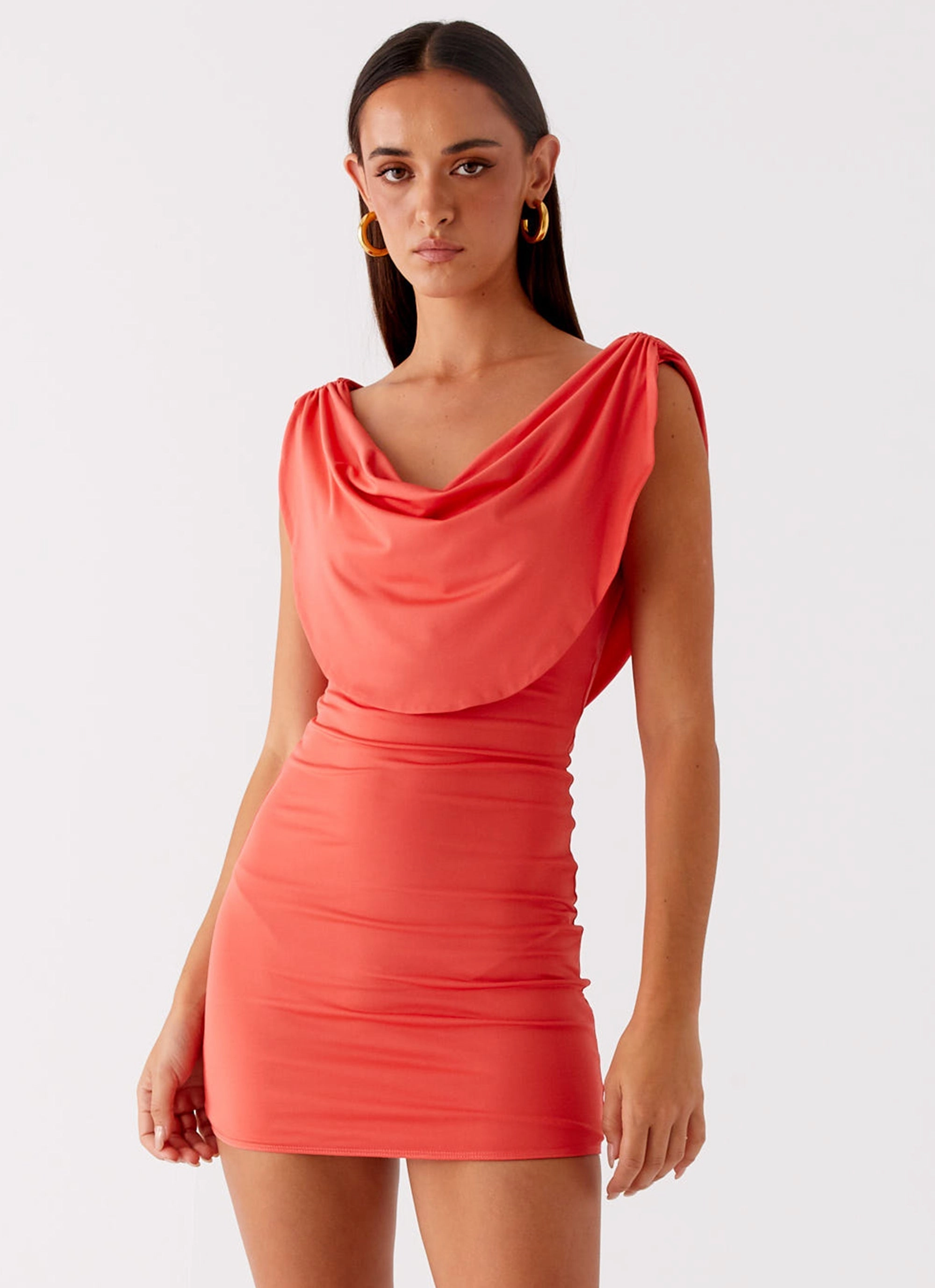 Lace-Sleeve Angeles Mini Dress - Coral