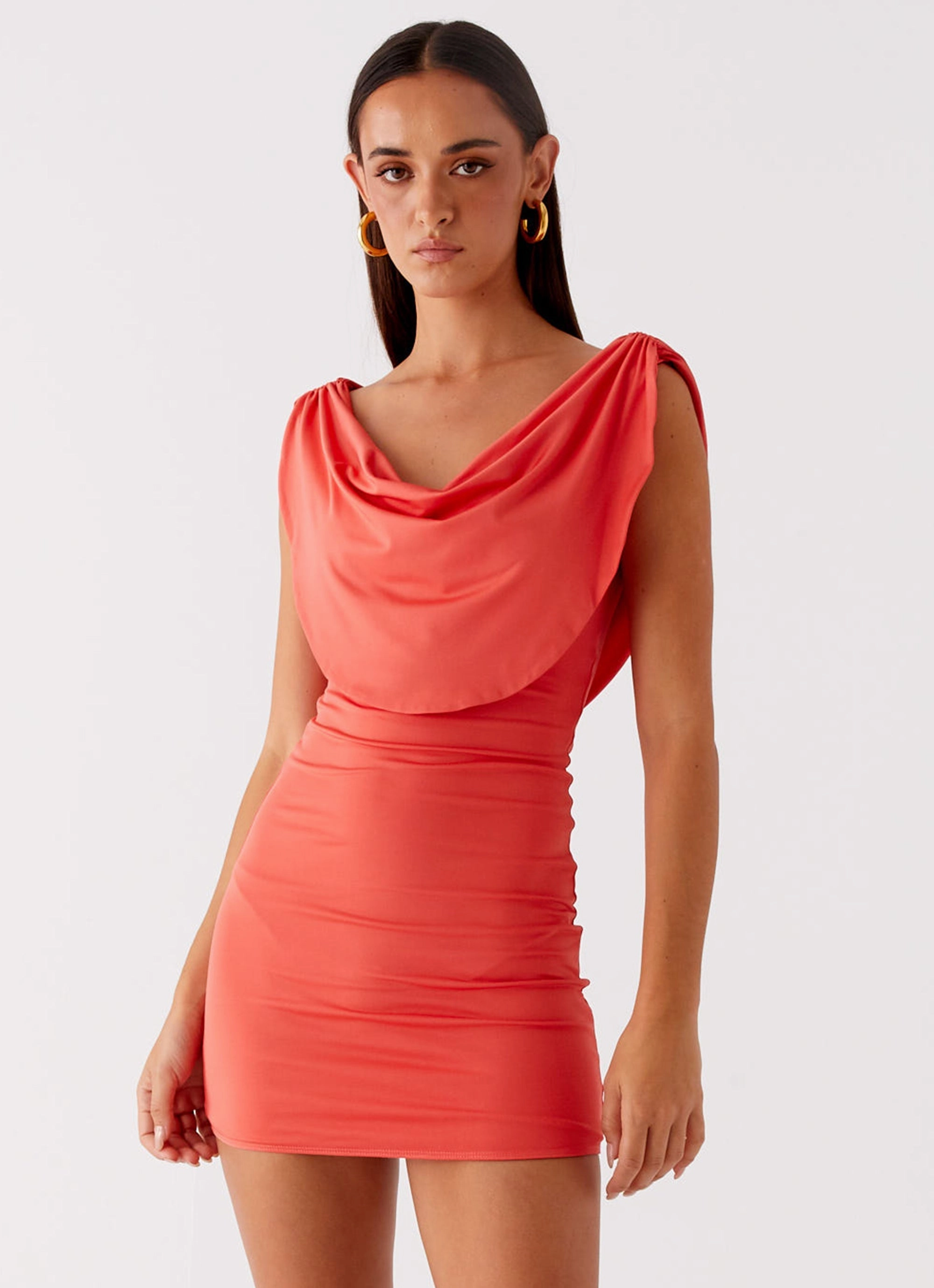Angeles Mini Dress - Coral Natural Tones