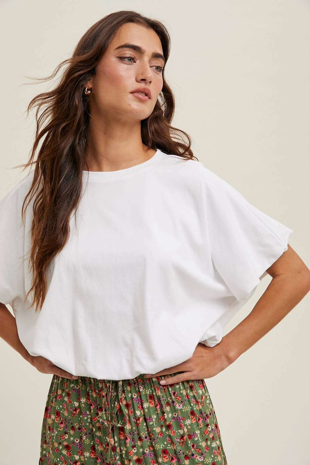 Bubble Hem Knit Top - White Sleeveless Top Light Fabric