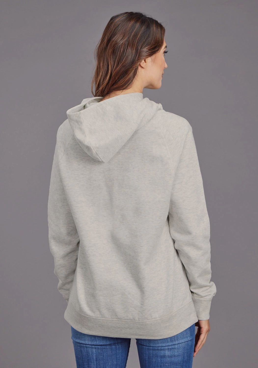 Stetson Womens Lady Bronc Rider Off White Cotton Blend Hoodie Embellished Trim Comfy Fit