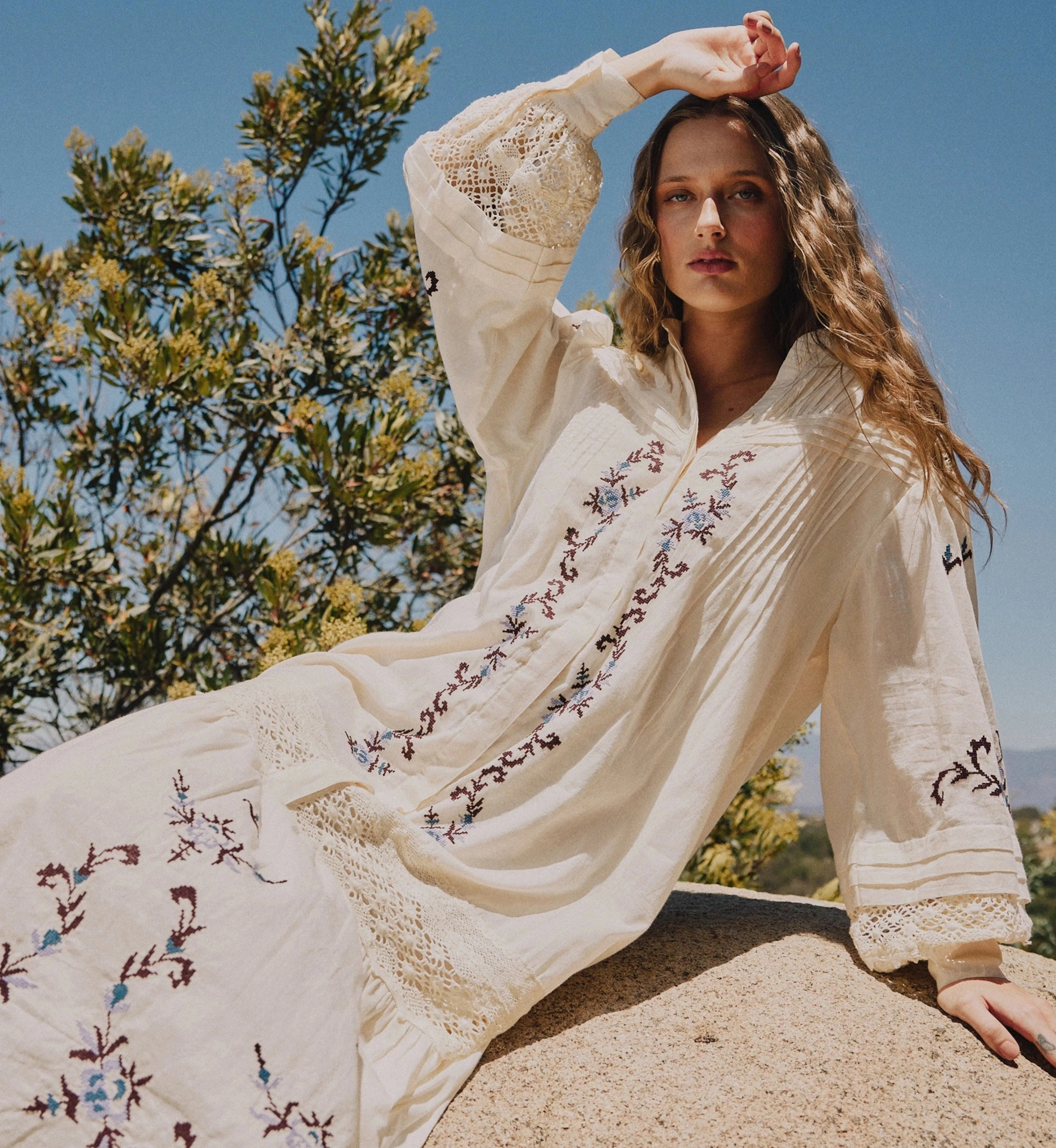 Heidi Midi Dress | Ivory Breathable Underarm Gussets