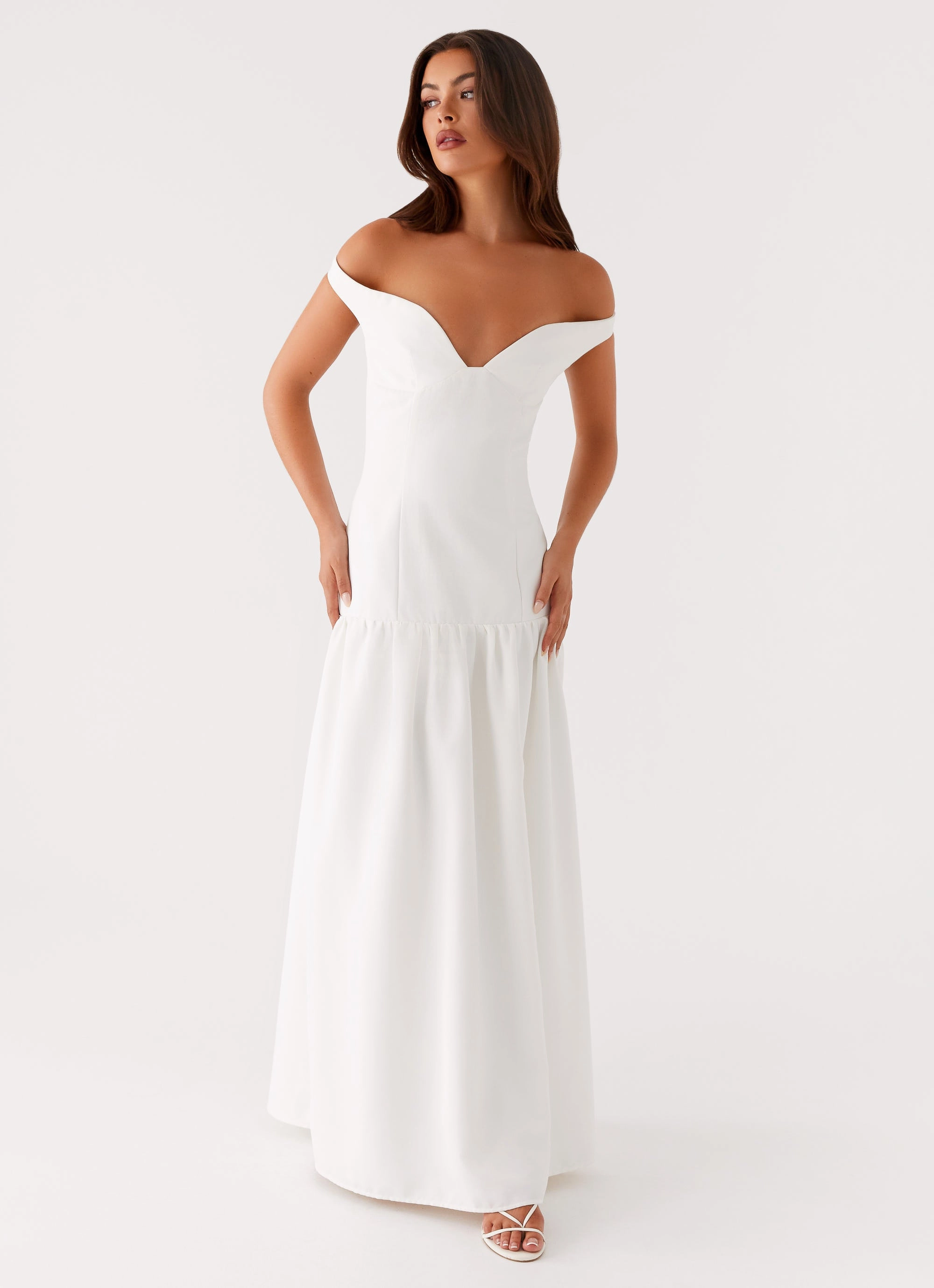 Basel Maxi Dress - White Flare Hem