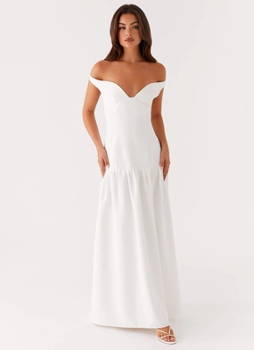 Crisp Look Playful-Detail Basel Maxi Dress - White