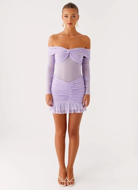 Tiff Long Sleeve Mini Dress - Lilac Loose Flow