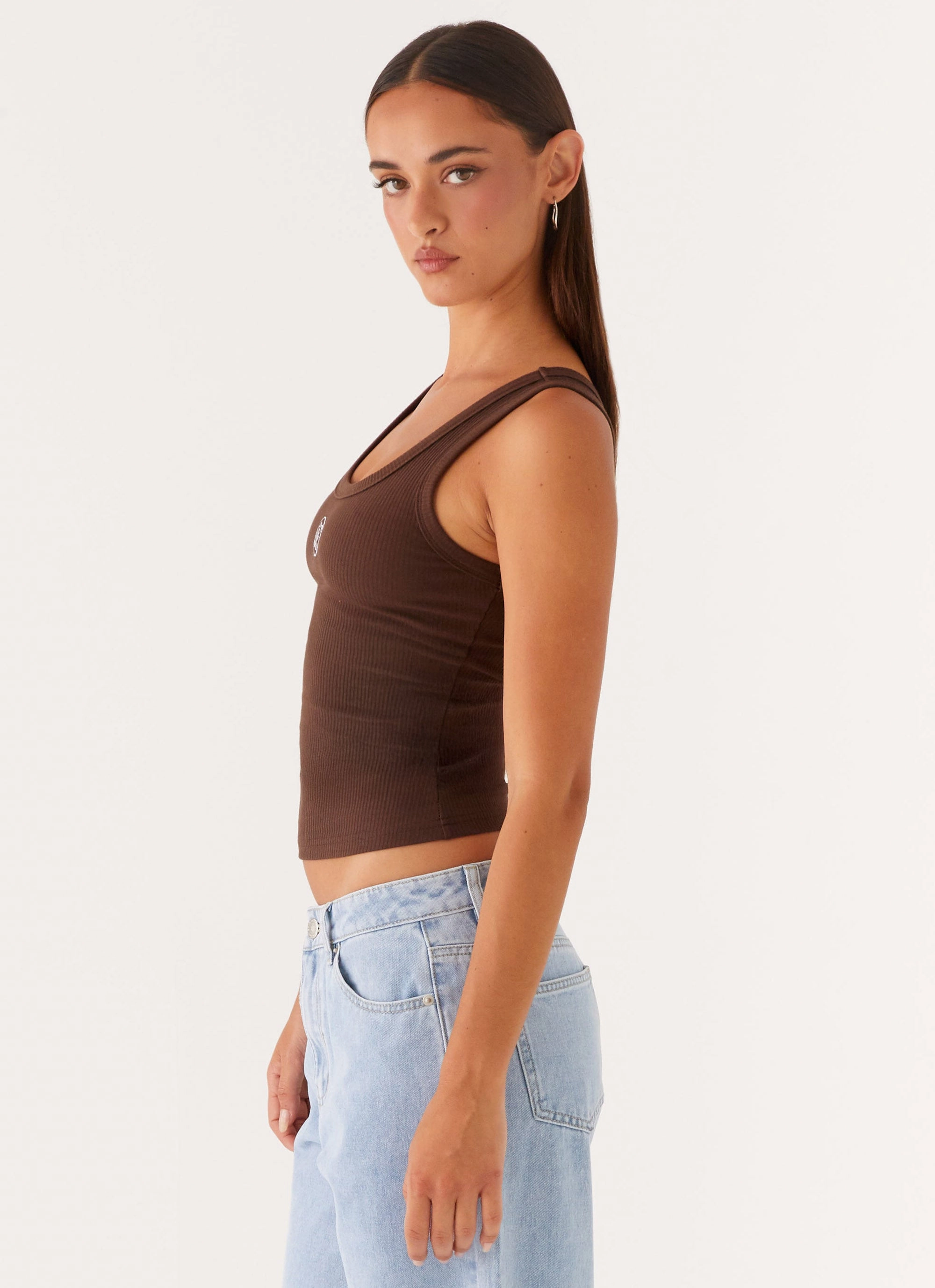 Soft Texture Signature Tank Top - Chocolate