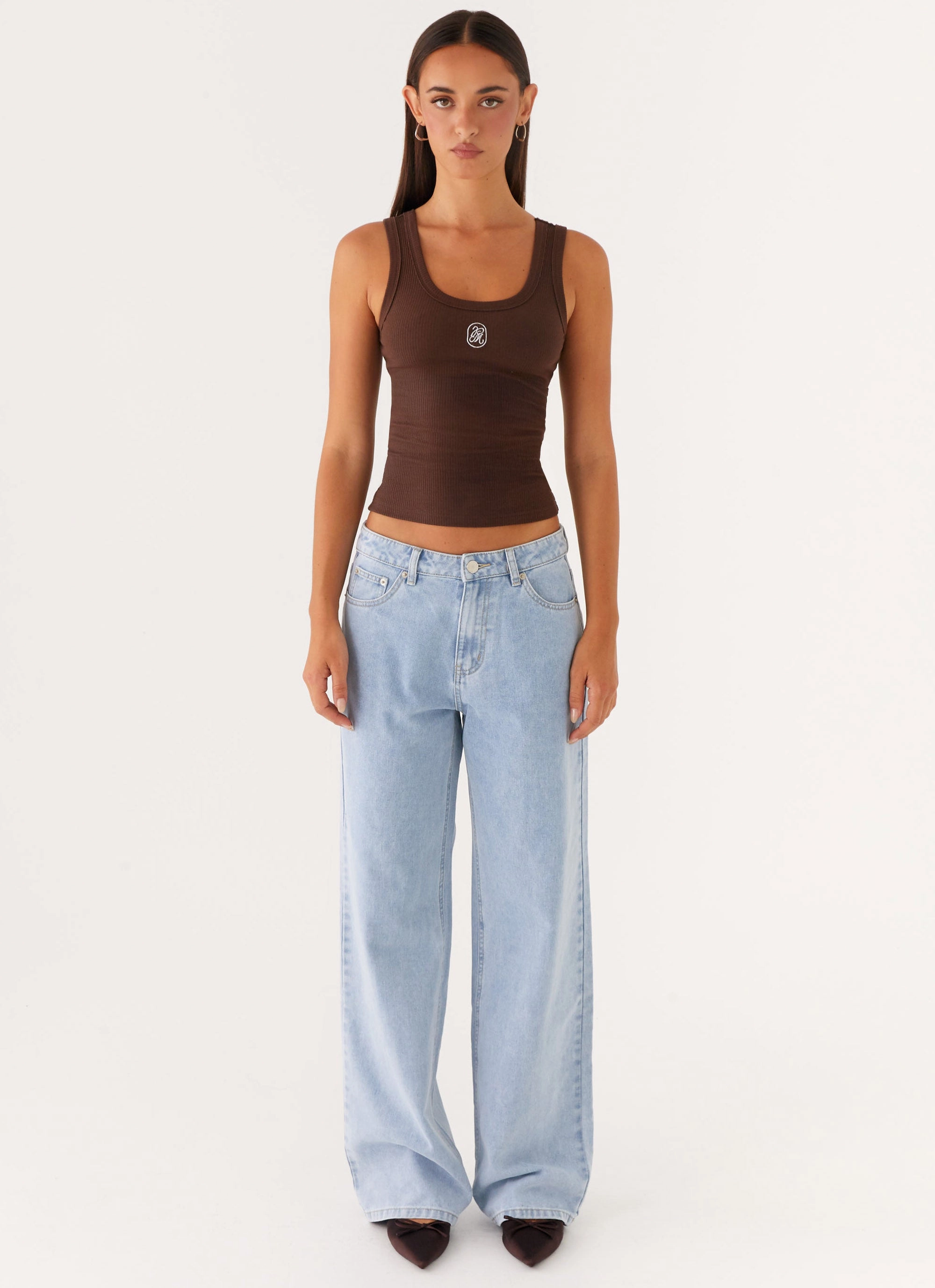 Glow In The Dark Accent Trim Signature Tank Top - Chocolate