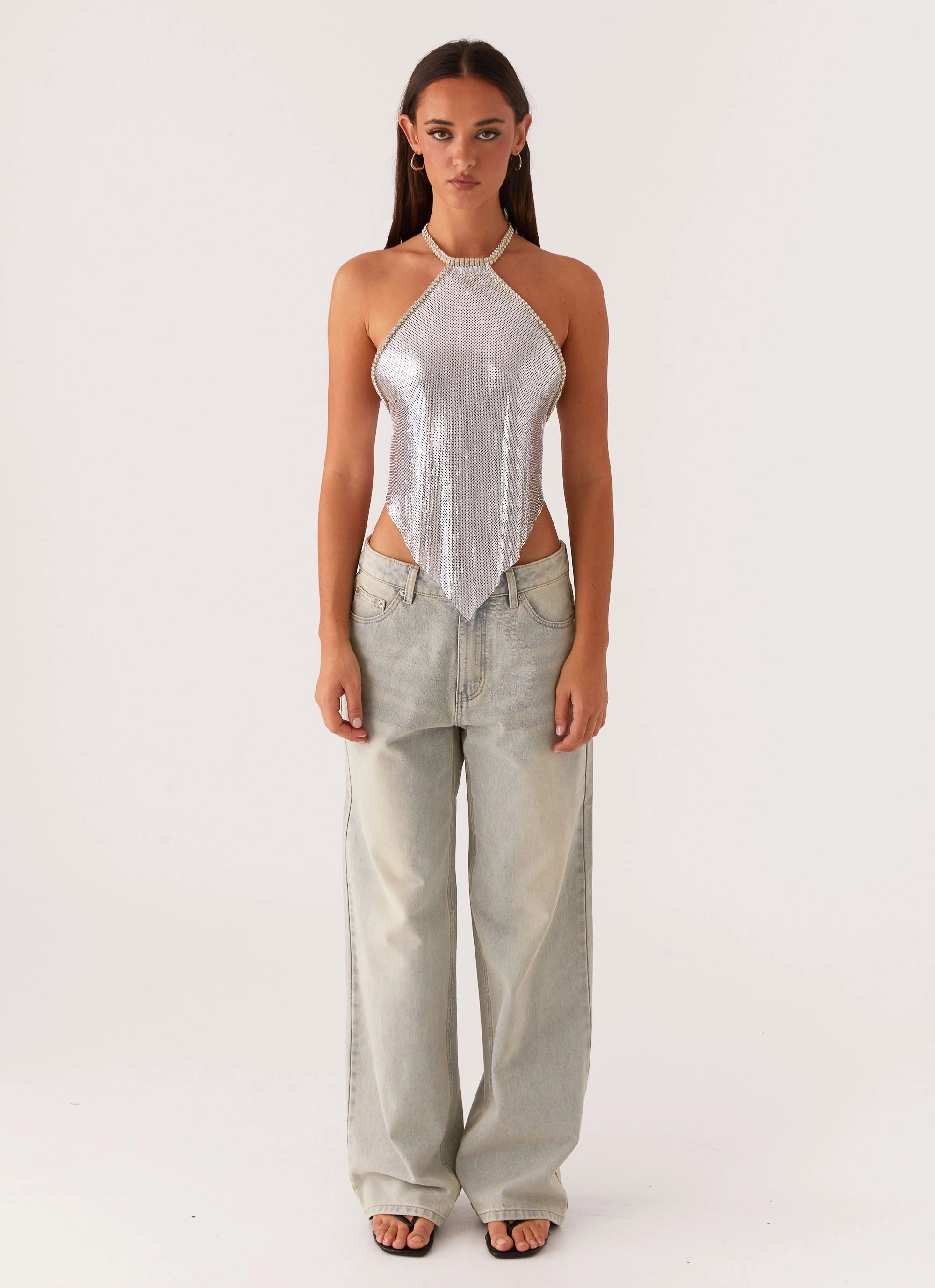 Celebrate Halterneck Chainmail Top - Silver MidweightJersey