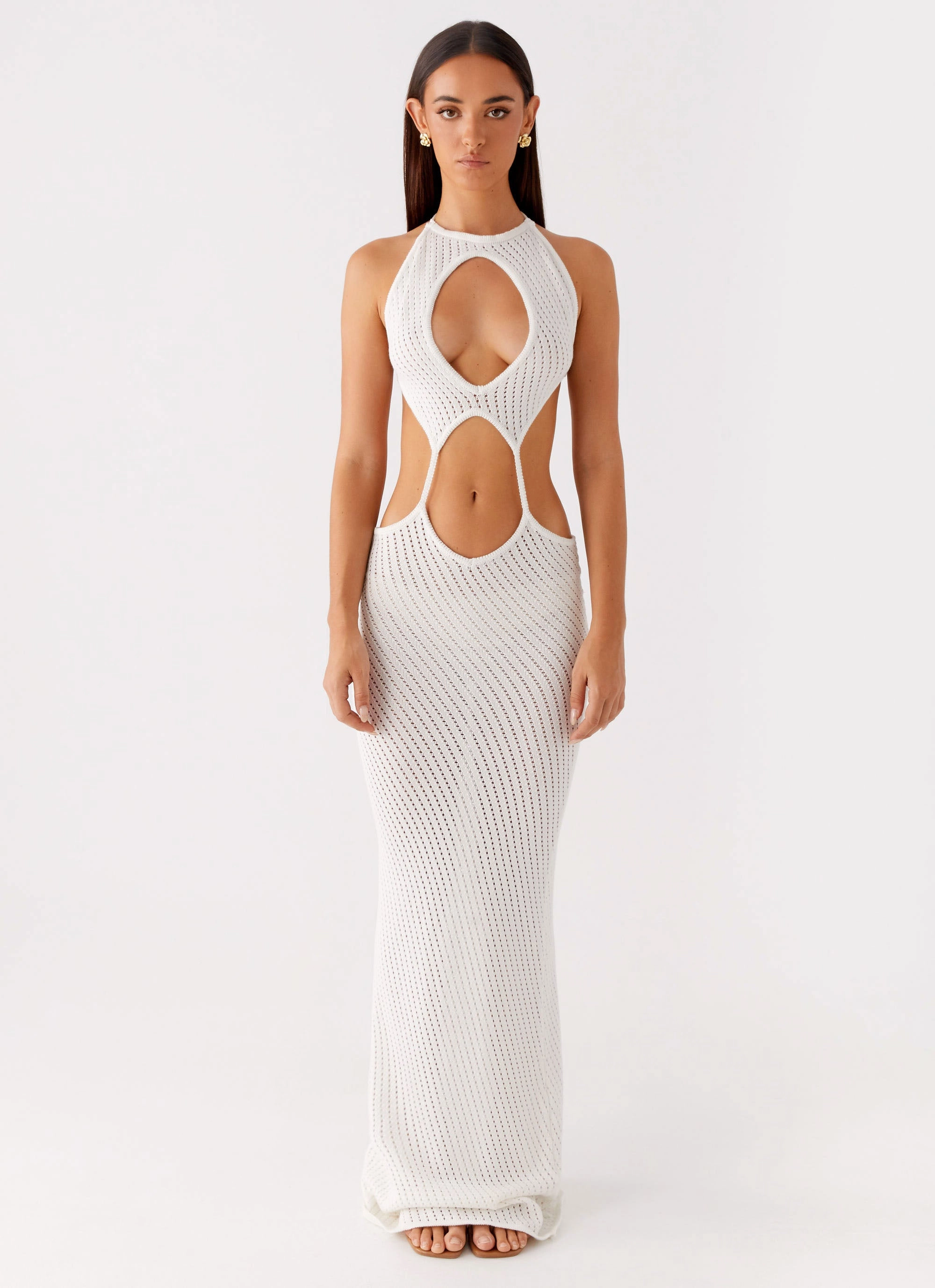 Caicos Crochet Maxi Dress - White museum visit Formal Occasion