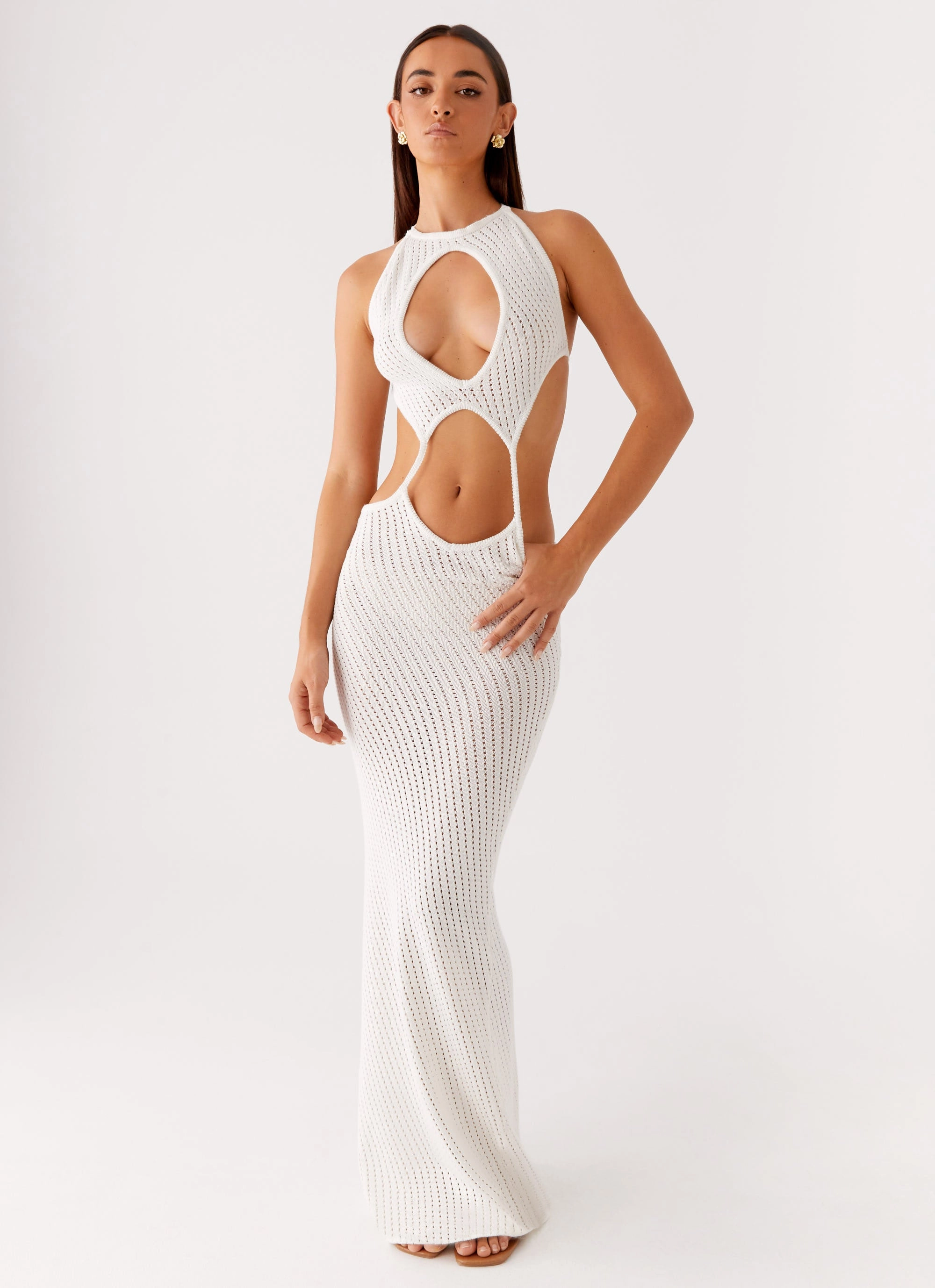 Smart Wear Caicos Crochet Maxi Dress - White