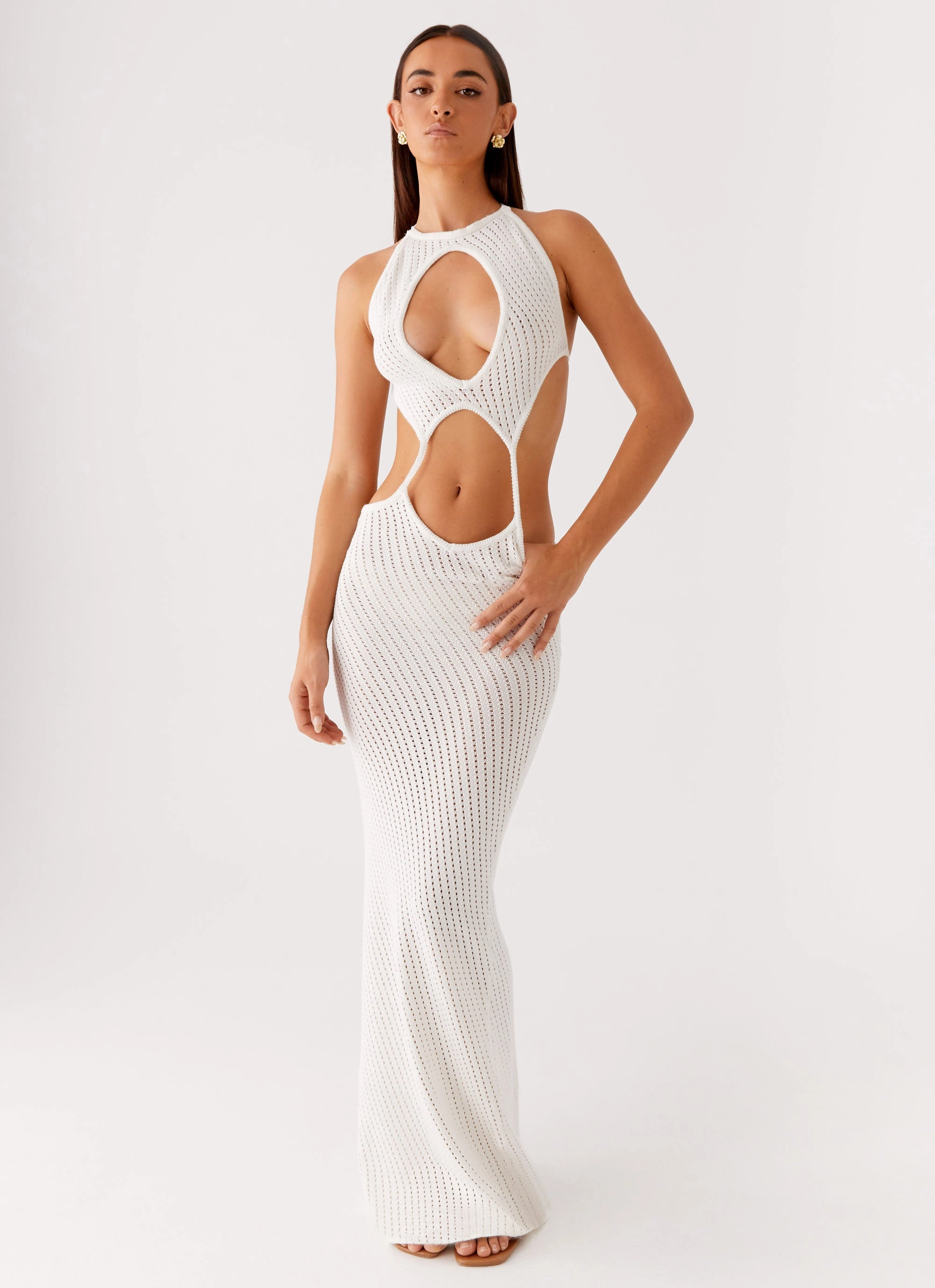 Graceful Ease Caicos Crochet Maxi Dress - White