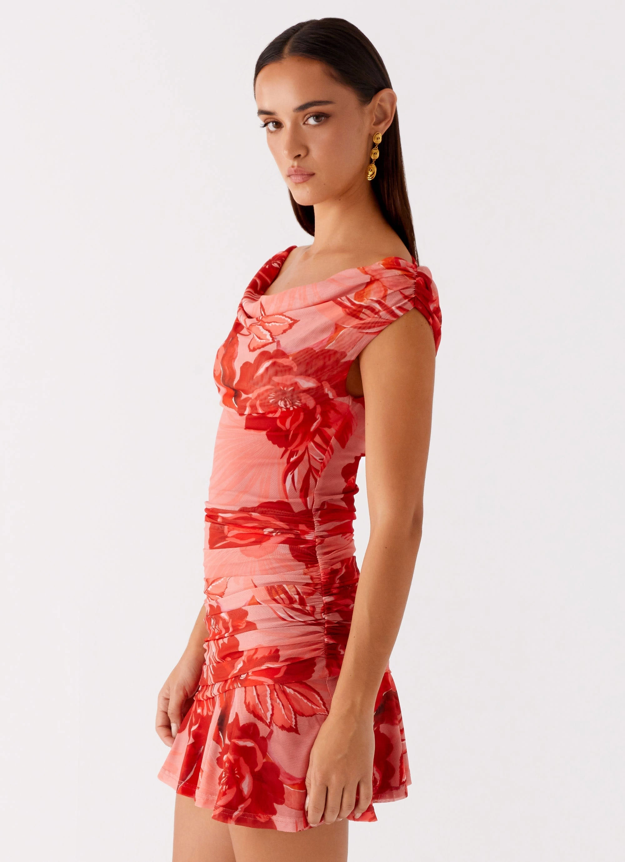 Cait Mini Dress - Sicily Sunsets Print Chic Design Scandi Light