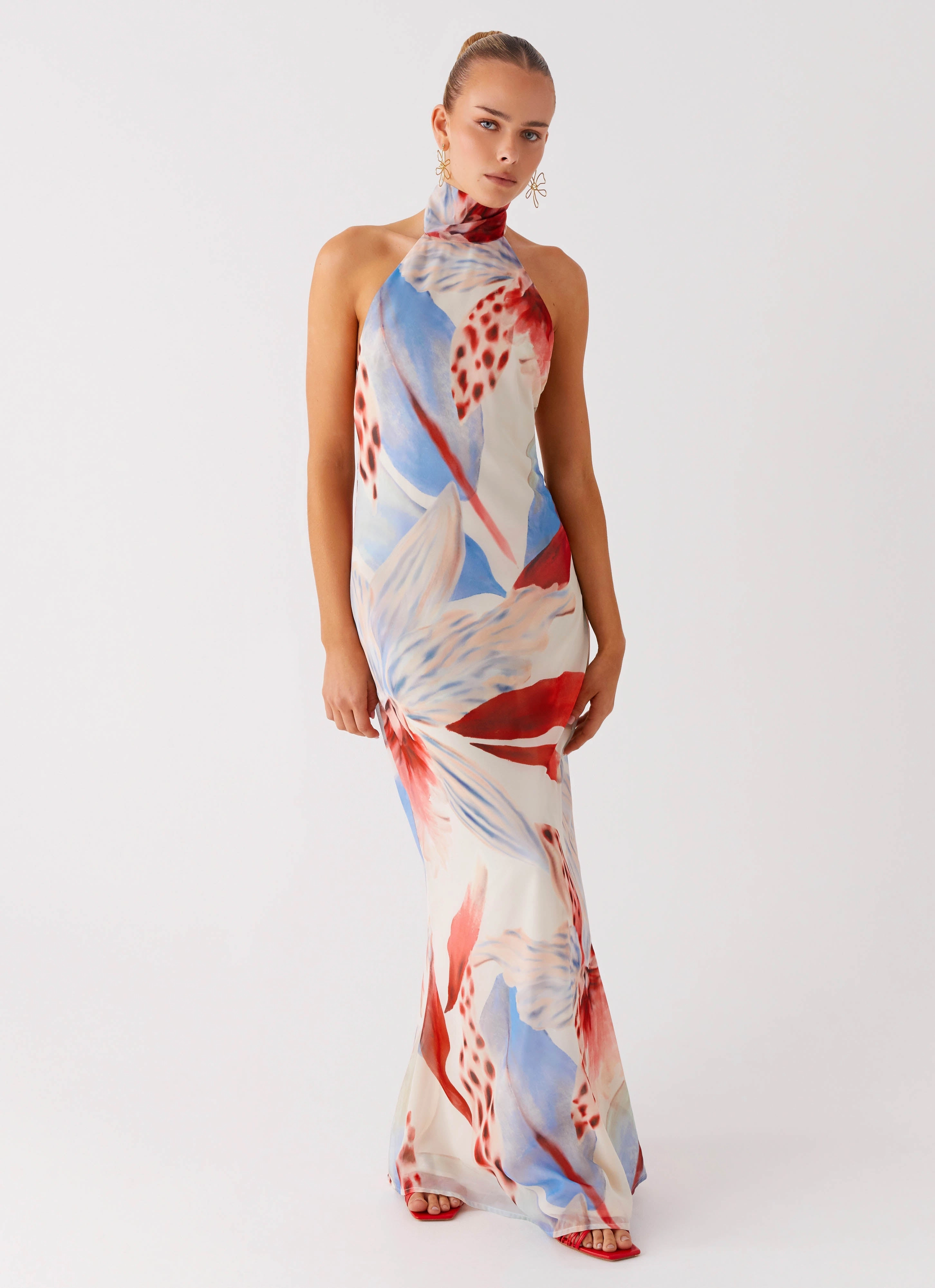 California Maxi Dress - Deep Sea Bloom Back-Pocket