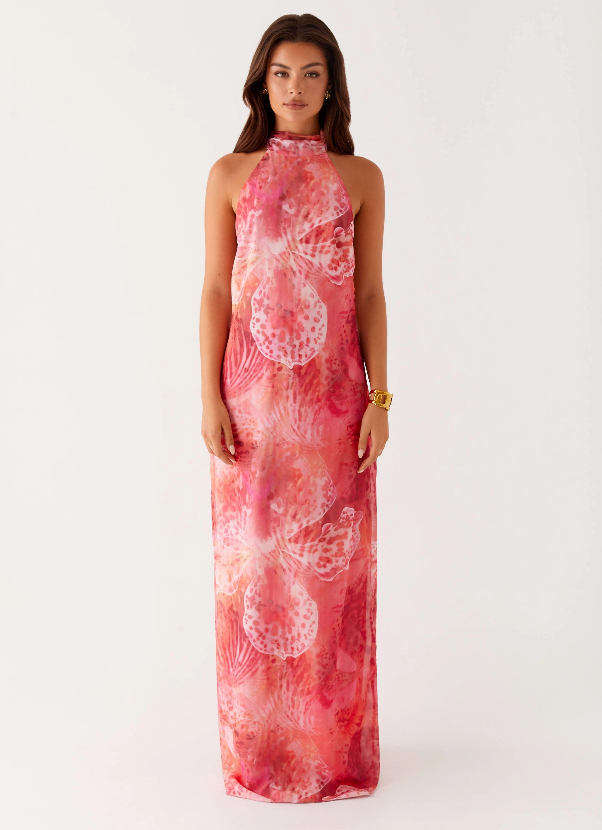California Maxi Dress - Flamingo Fling Flap-Detail Scandi Light
