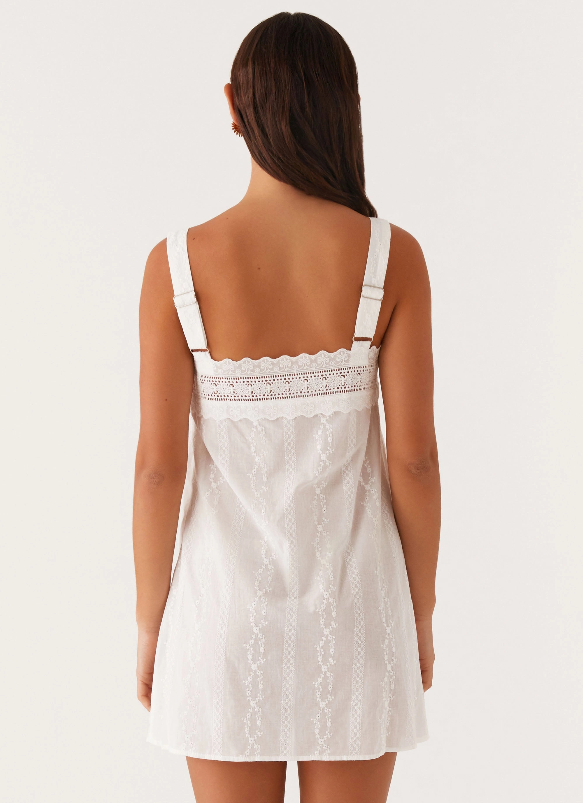 Calla Broderie Mini Dress - White Chic Layering Urban Touch
