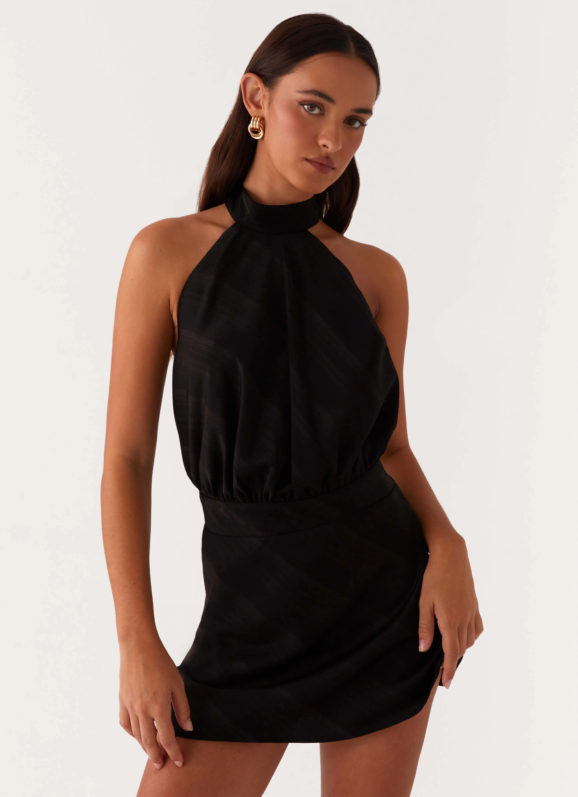 Camera Shy Mini Dress - Black Year Rounder Subtle Elegance
