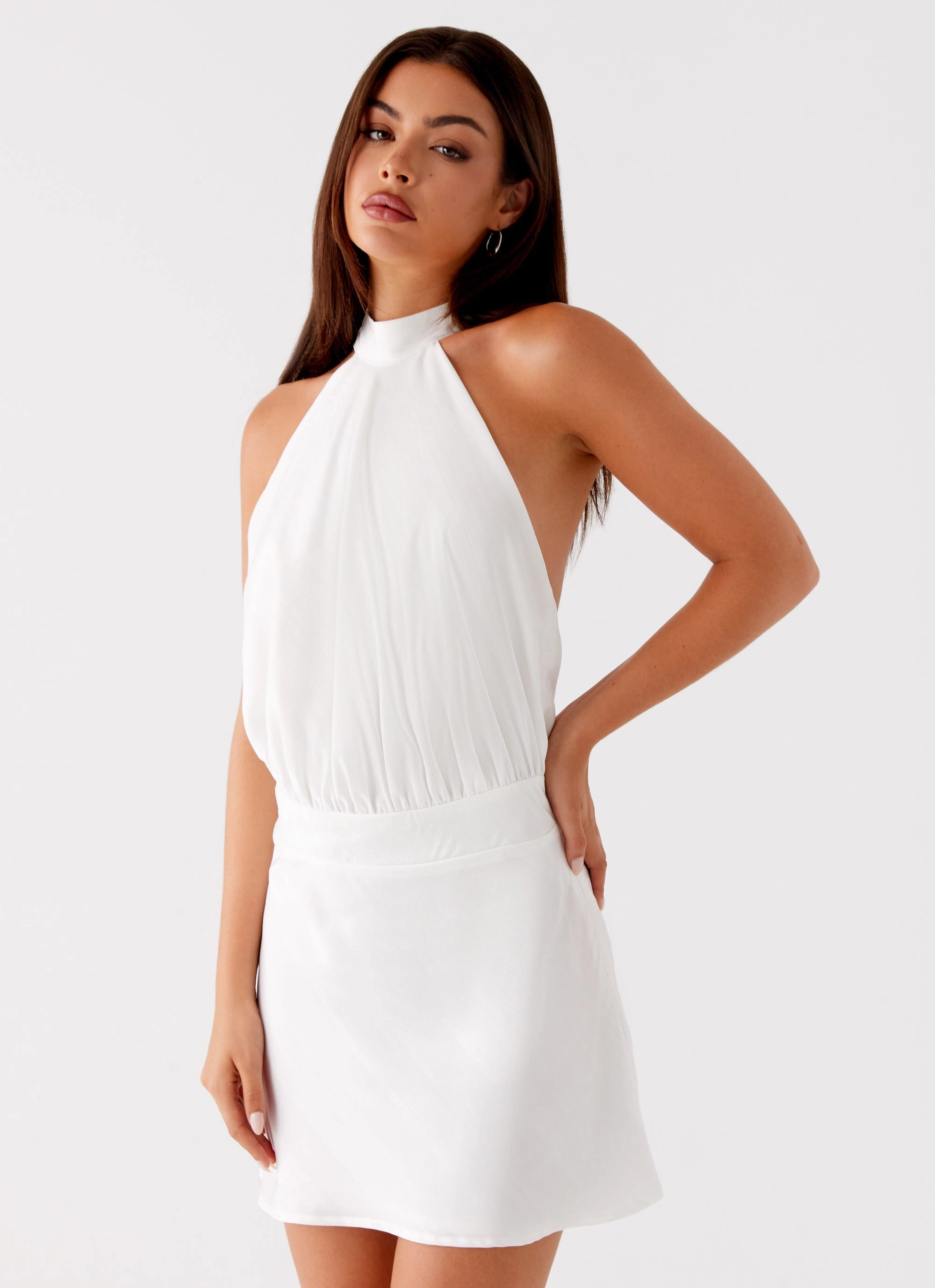Camera Shy Mini Dress - Ivory Fall Ready Structured Fit