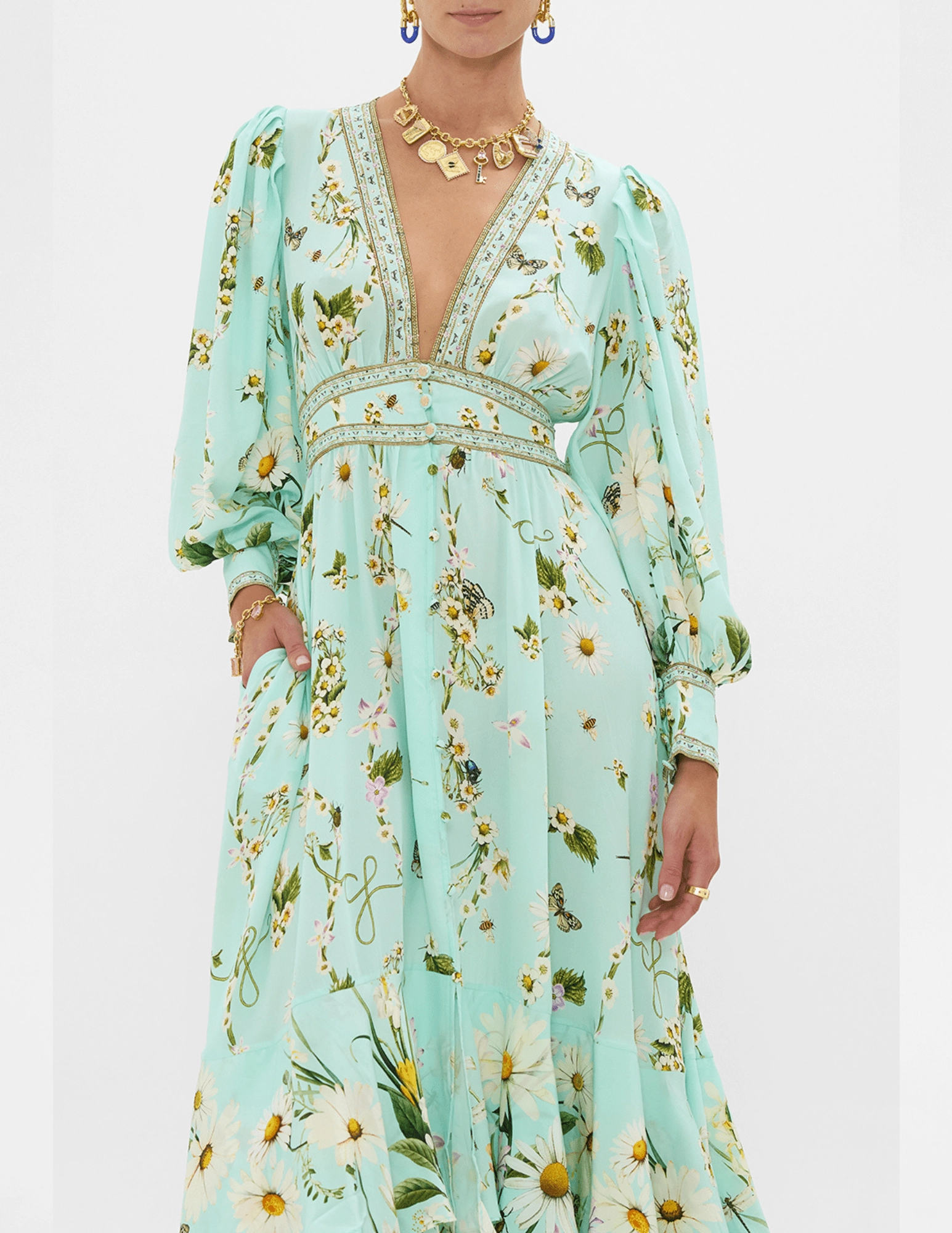 Camilla Button Front Maxi Dress Elegant Style