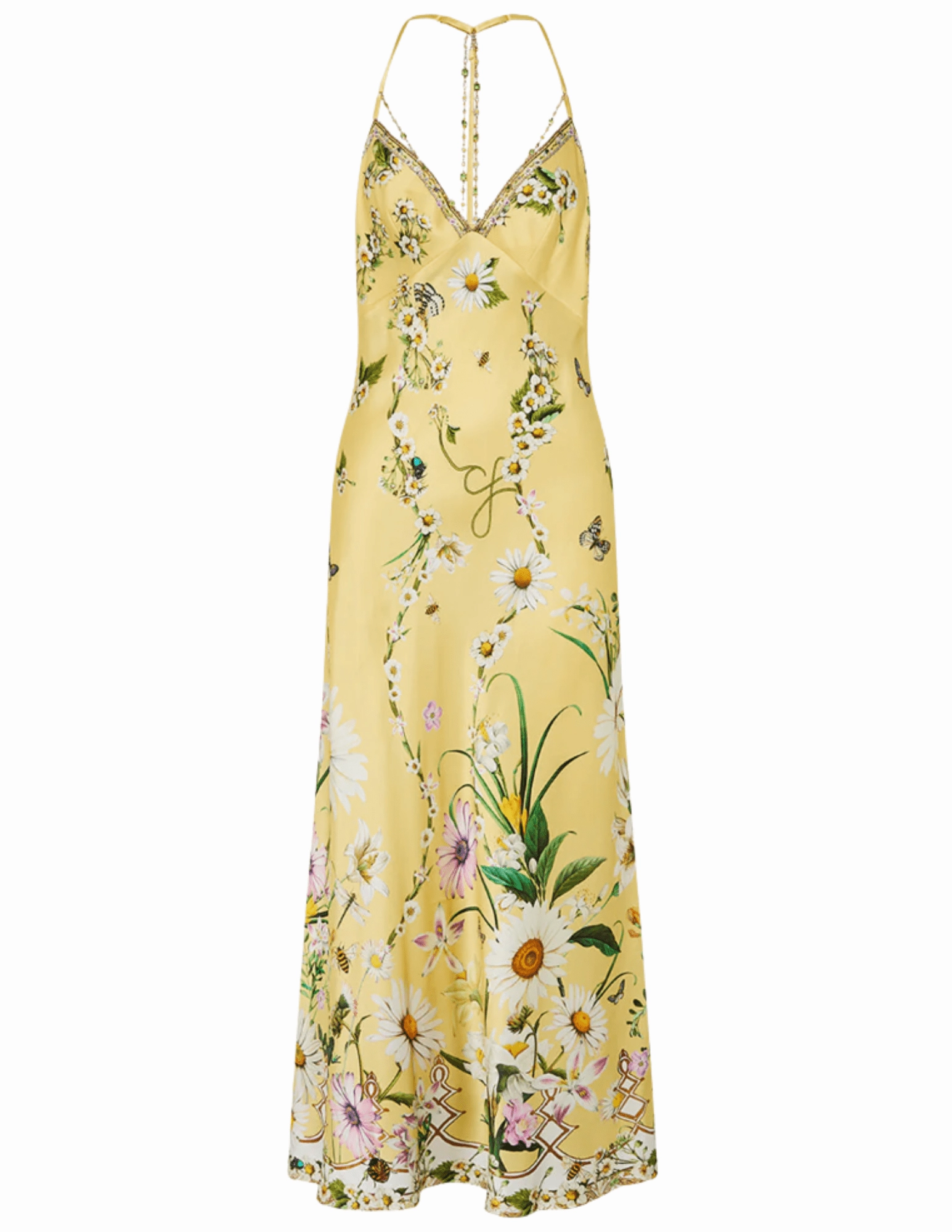 Flexible Knee Articulation Core Cut Camilla Chain Detail Slip Dress-SALE