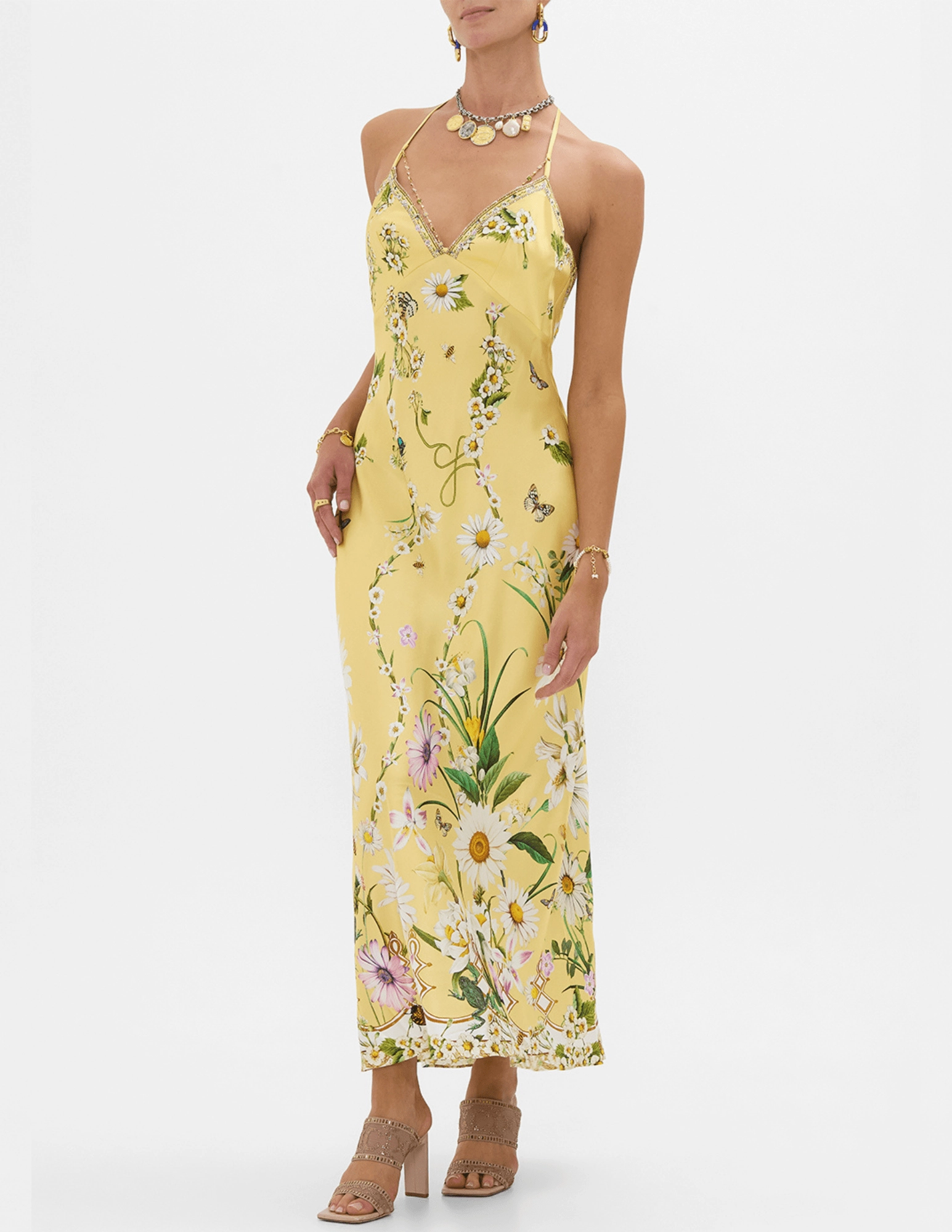 Cotton-Blend Camilla Chain Detail Slip Dress-SALE