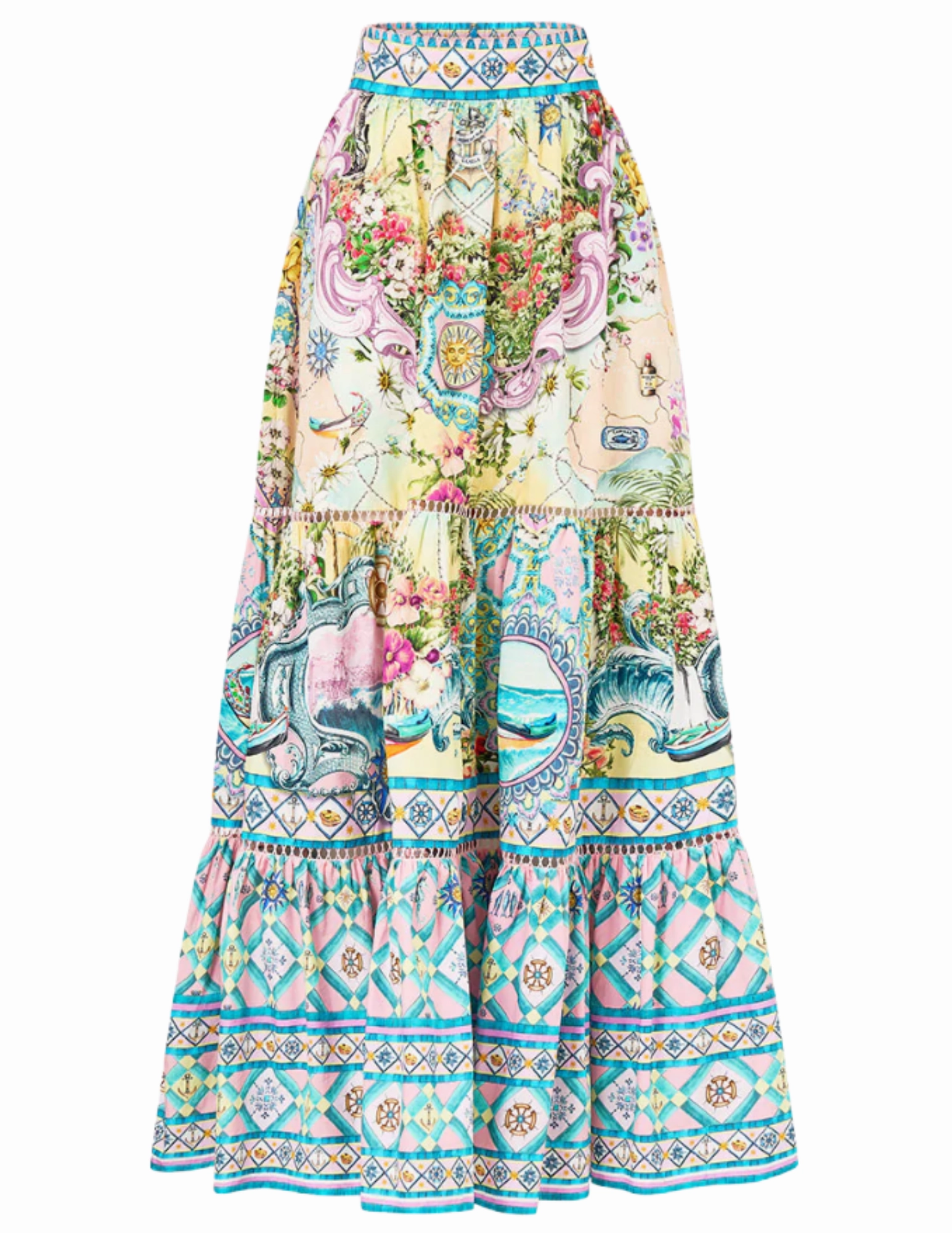 Camilla High Waisted Tiered Skirt Smooth Cut