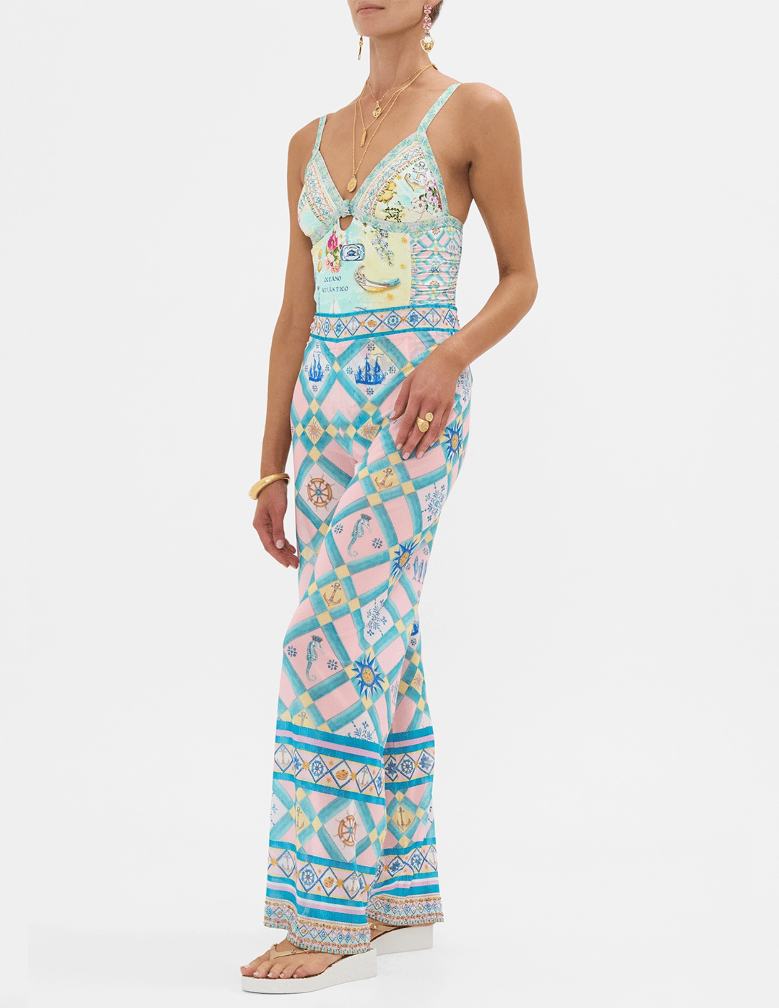 Camilla Mesh Straight Leg Pant Stretch Fabric Timeless Layers