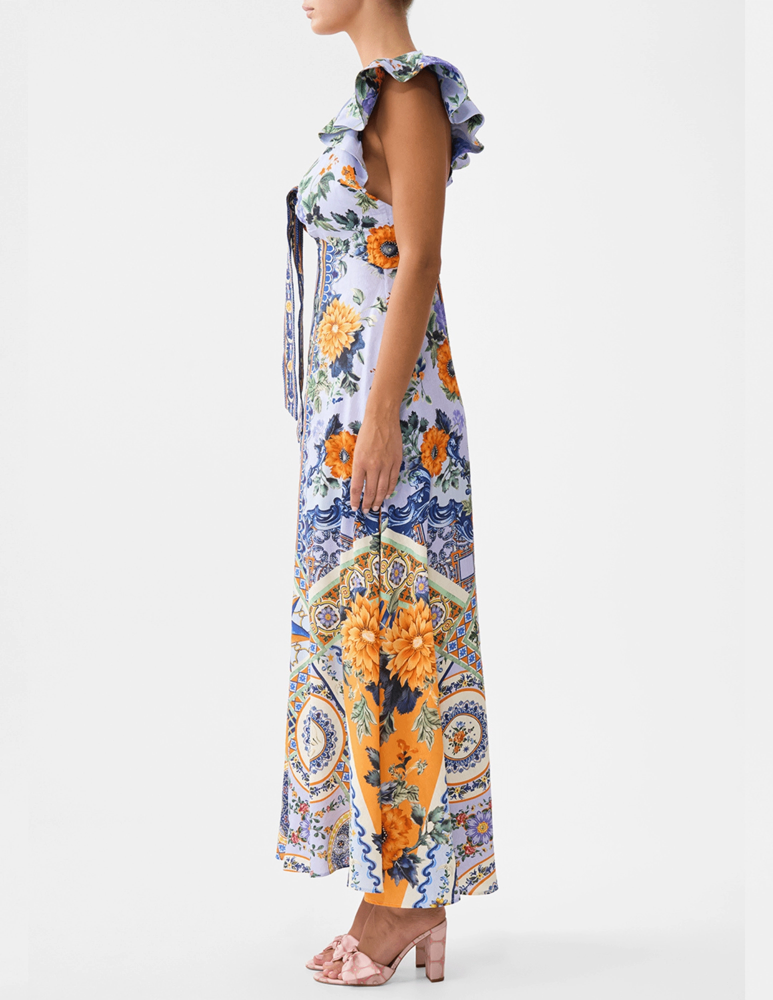 Camilla Tie Front Frill Sleeve Maxi Dress Influencer-Approved Mix-And-Match