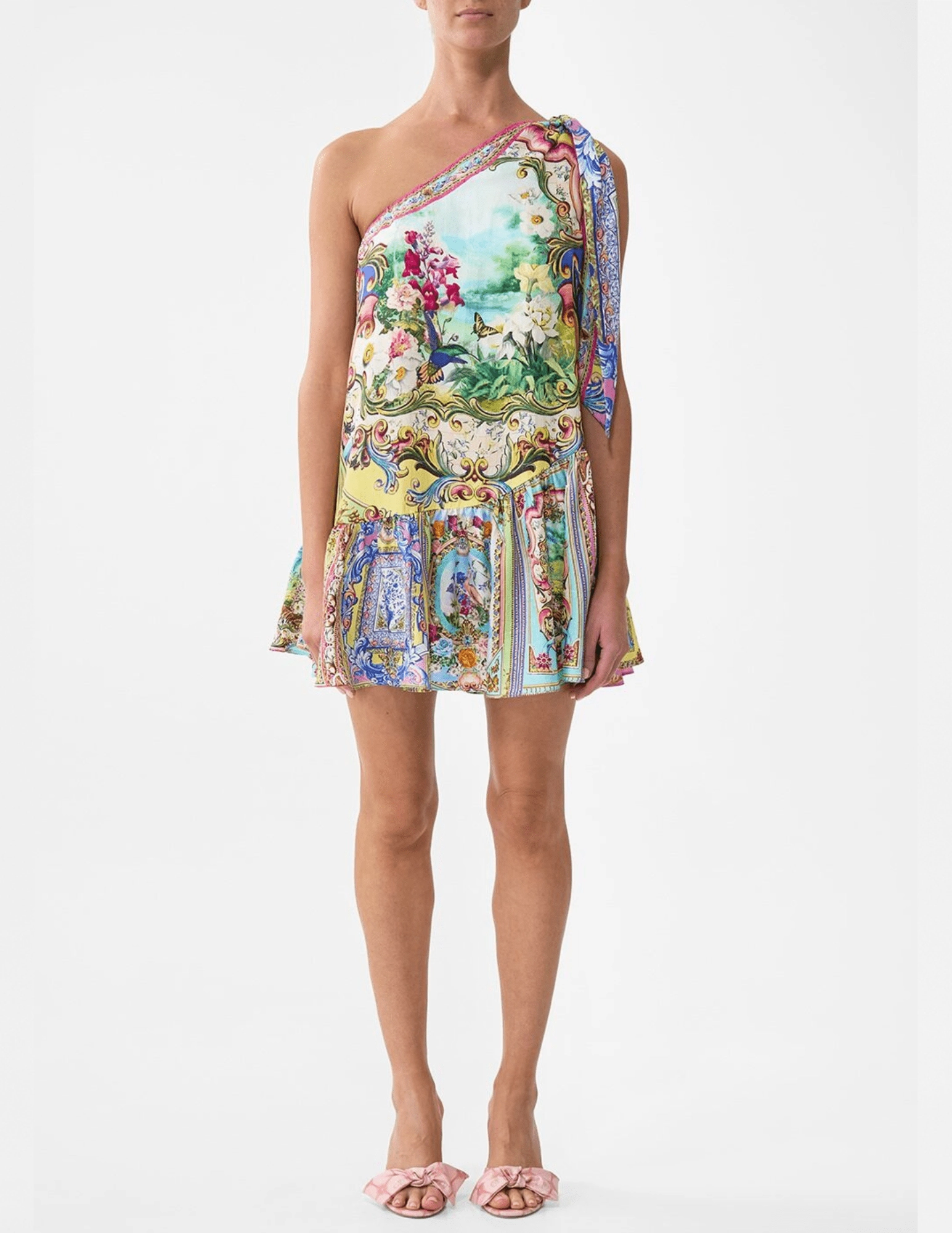 Camilla Tie One Shoulder Mini Dress-SALE Calm Drape