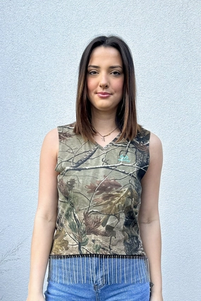 HiddenVentilationPockets Camo Rhinestone Fringe Tank #5