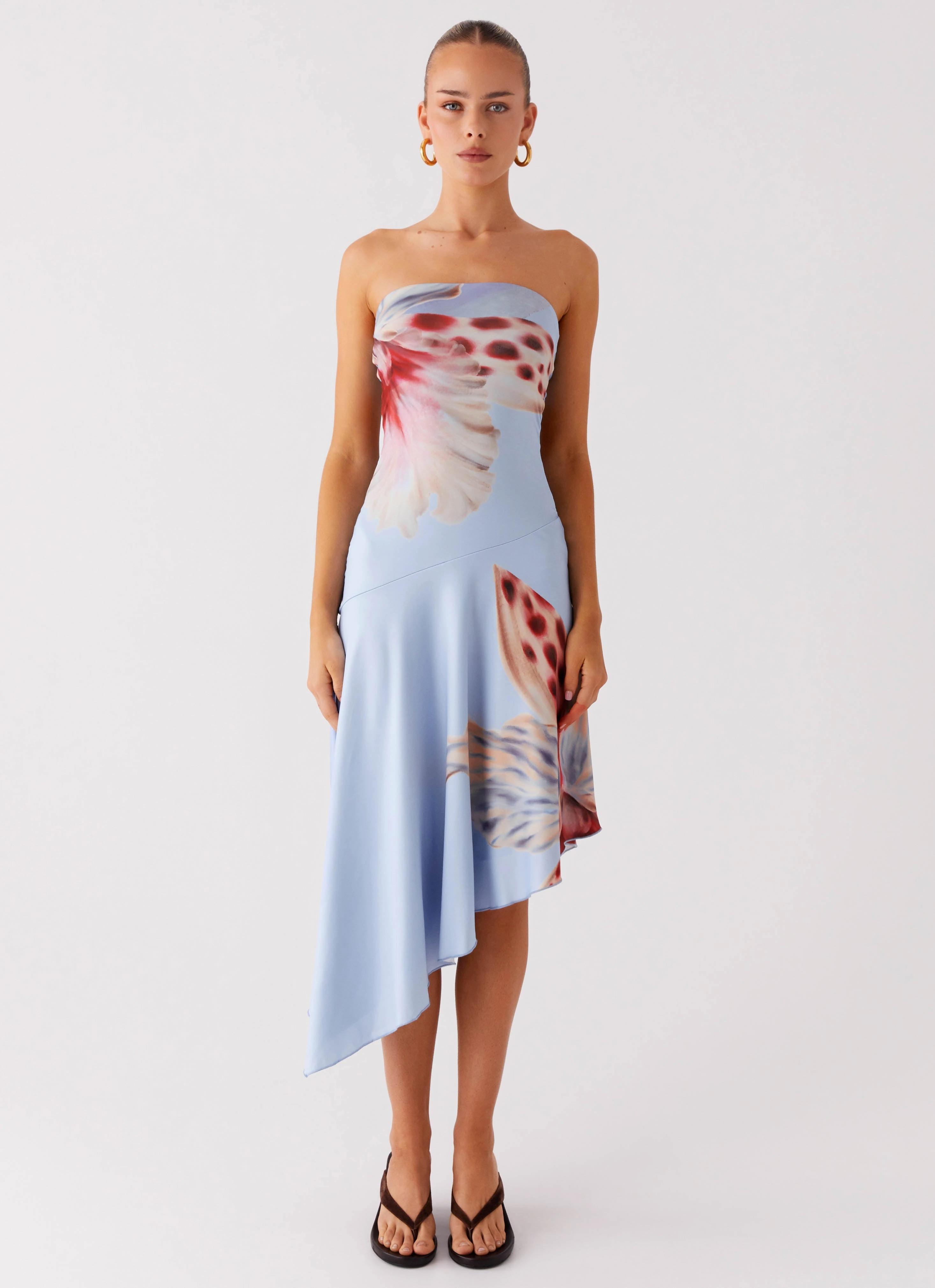Elegant Mood Subtle design Juliana Midi Dress - Deep Sea Bloom
