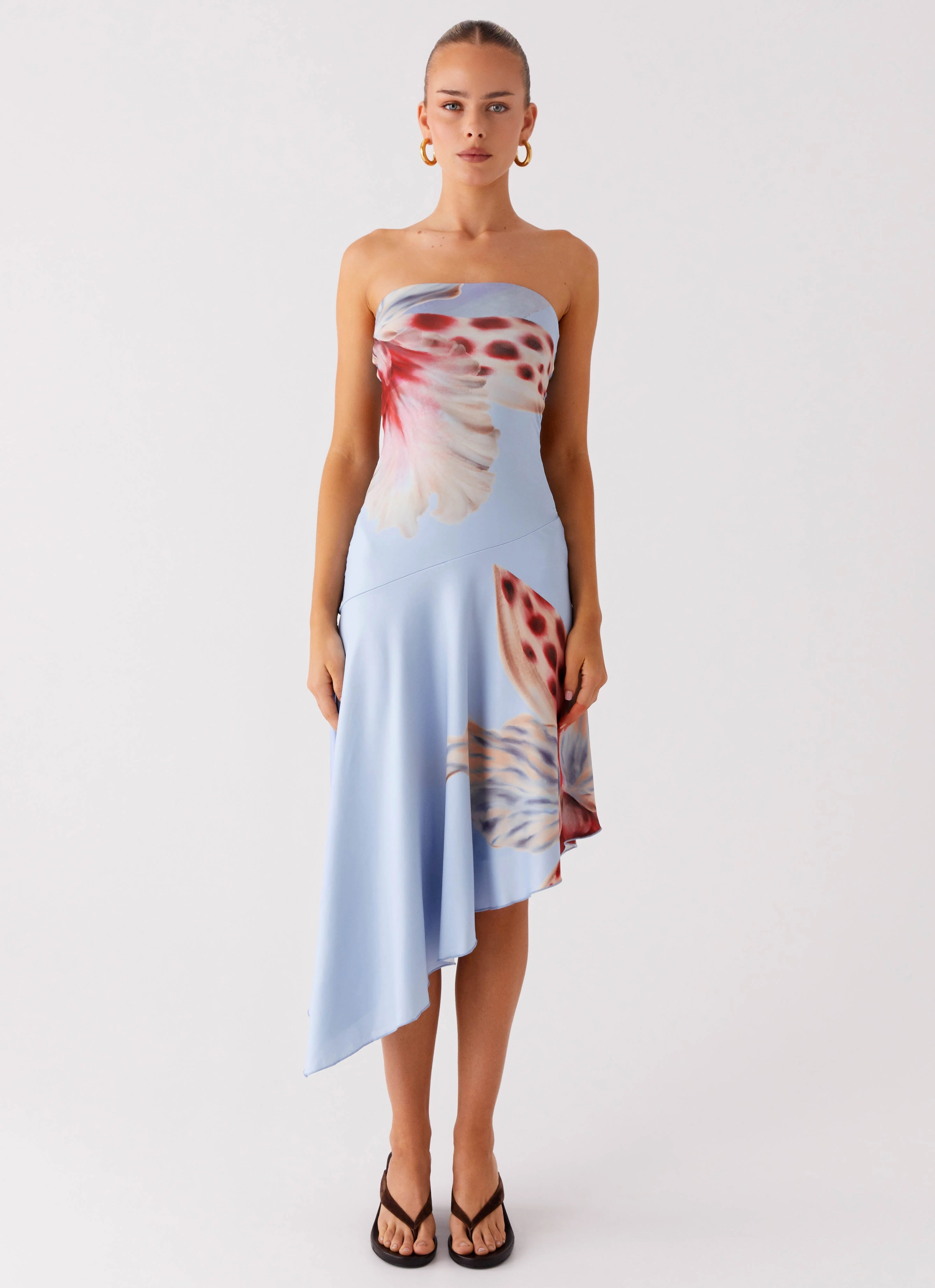 High Waist Juliana Midi Dress - Deep Sea Bloom