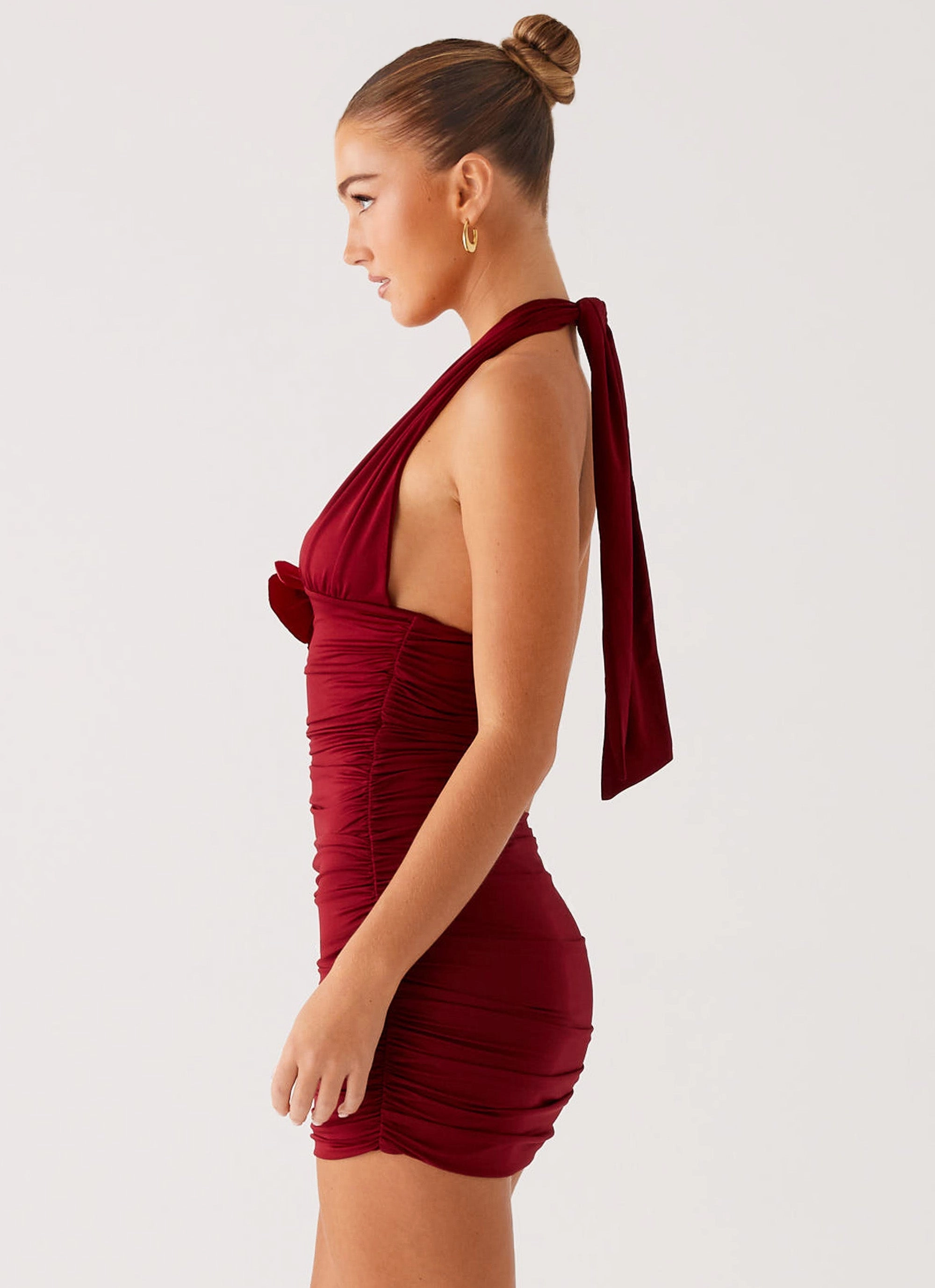 Curve Friendly Abelia Halter Mini Dress - Maroon