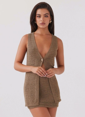 Capri Glow Knit Top - Khaki MicrofiberTech Sustainable Manufacturing